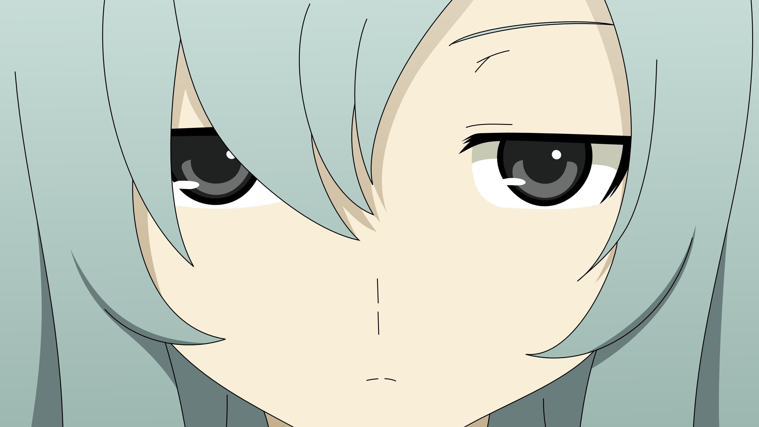 black, anime, hair, blue, eyes, 2K, furuya, vectors, girls, mero, long, sankarea, close up, HD Wallpaper