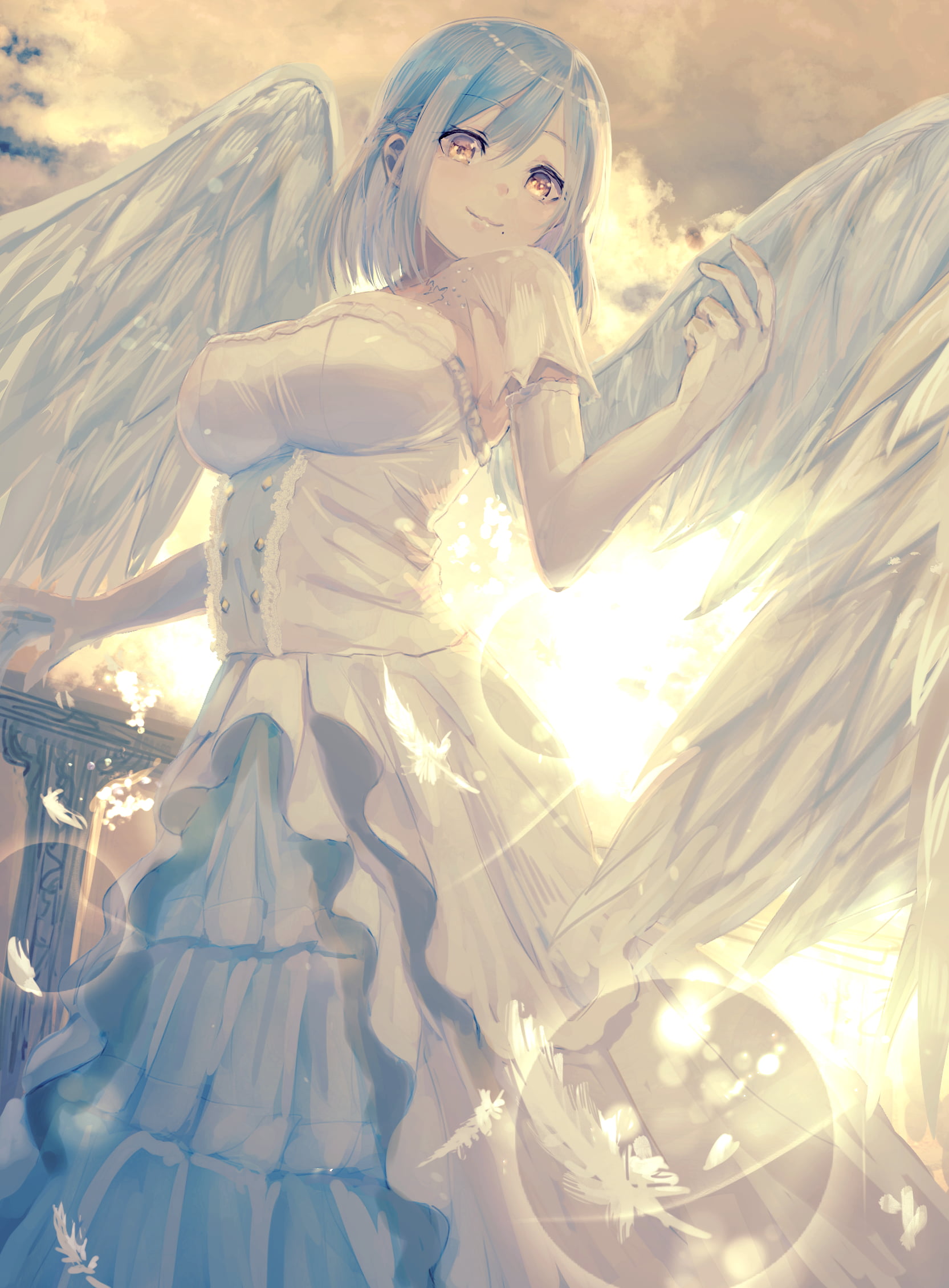 anime, wings, anime girls, Misaki Nonaka, angel, 1080P, Moira (nijisanji(, digital art, Phone HD Wallpaper