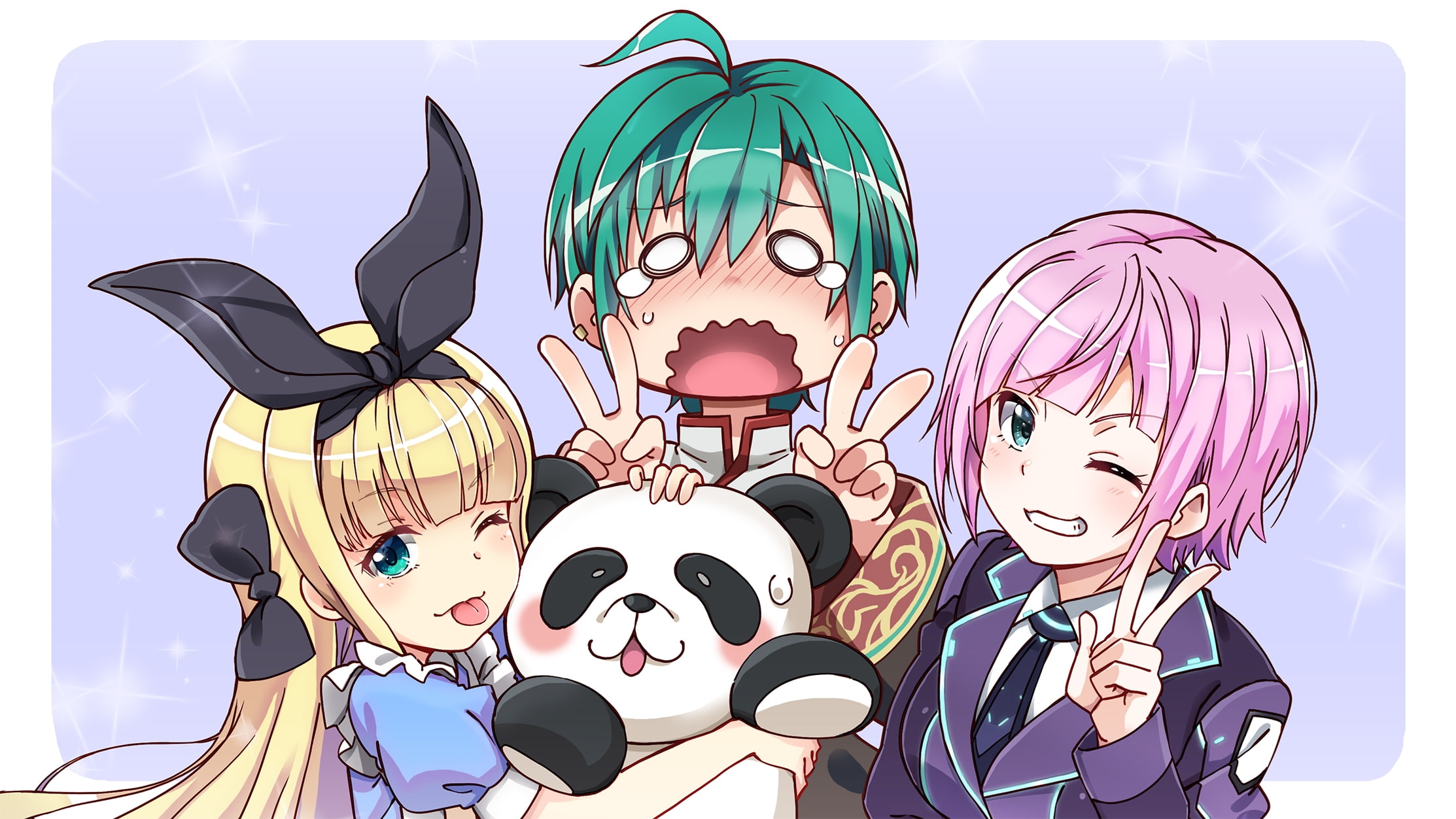 cute, multi colored, people, panda, auto post production filter, nijisanji, representation, white background, emotion, Anime, creativity, male likeness, HD Wallpaper