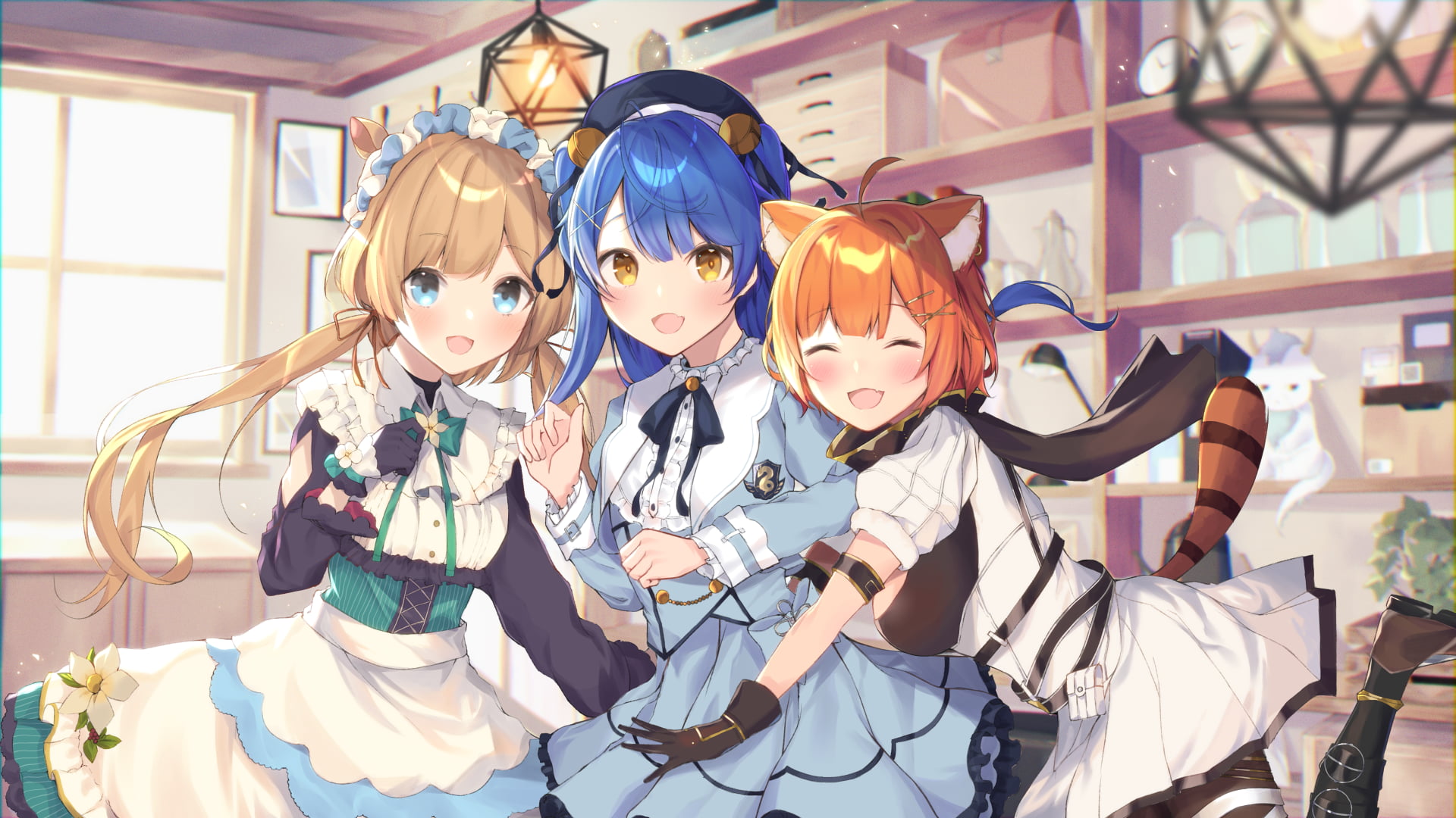 Misono Nasubi, Ratna Petit, Nijisanji, dress, 1080P, Eli Conifer, anime, Amamiya Kokoro, anime girls, HD Wallpaper