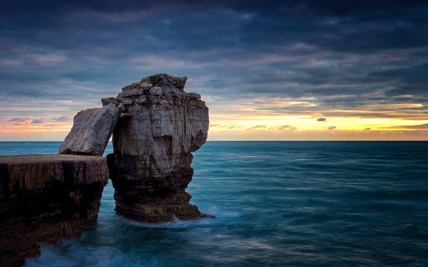 England, clouds, landscape, sunset, sea, nature, gates, 720P, island, rock, HD Wallpaper