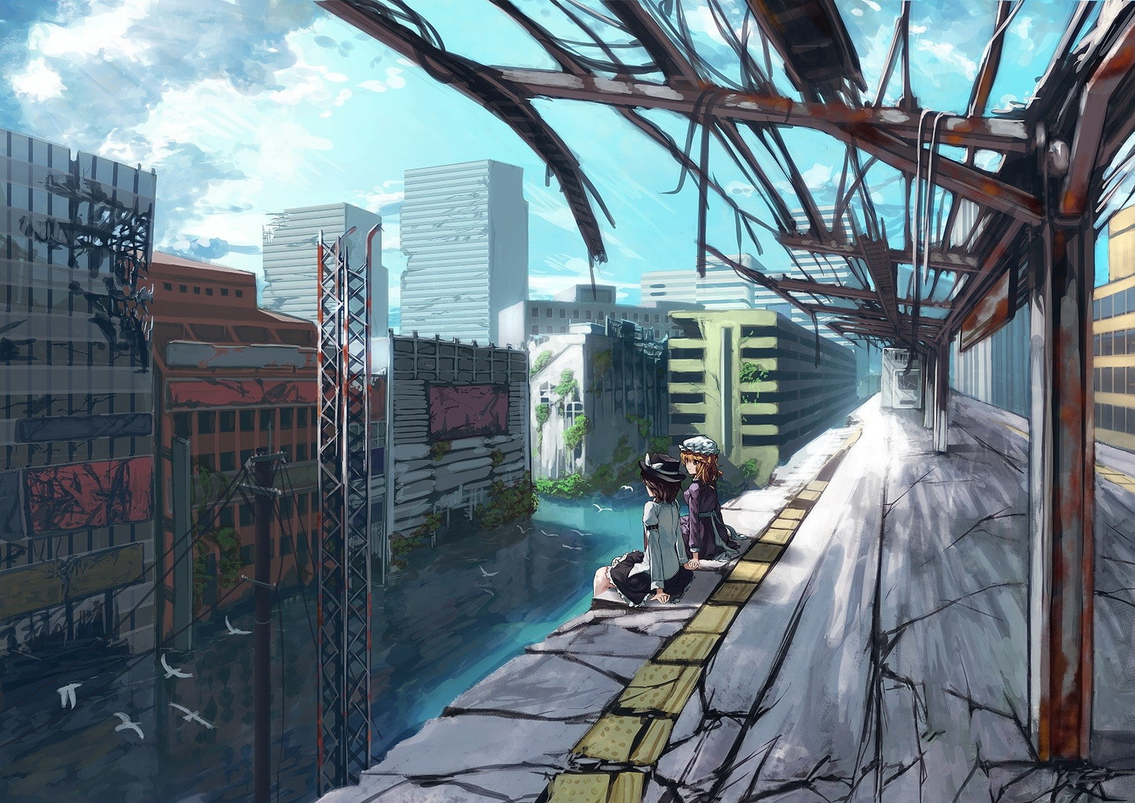 Touhou, city, Maribel Han, anime, 720P, landscape, Usami Renko, HD Wallpaper