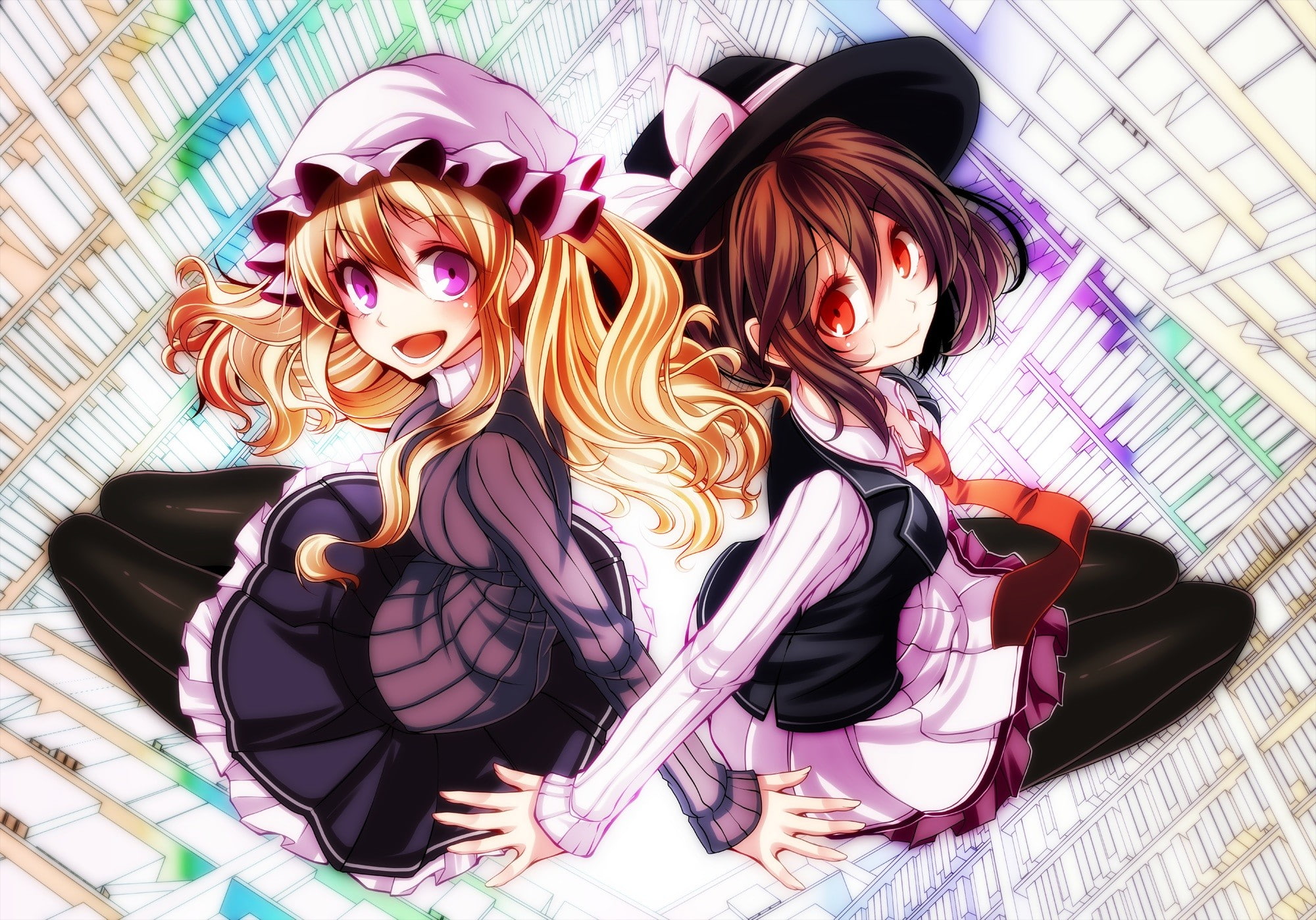hearn, maribel hearn, girls, touhou, anime, 2000x1398, maribel, renko, usami, 1080P, usami renko, anime girls, HD Wallpaper