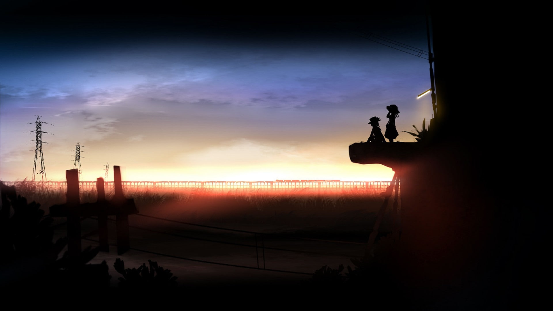 shadow, 1080P, anime girls, city, Touhou, Usami Renko, Sun, Maribel Han, HD Wallpaper