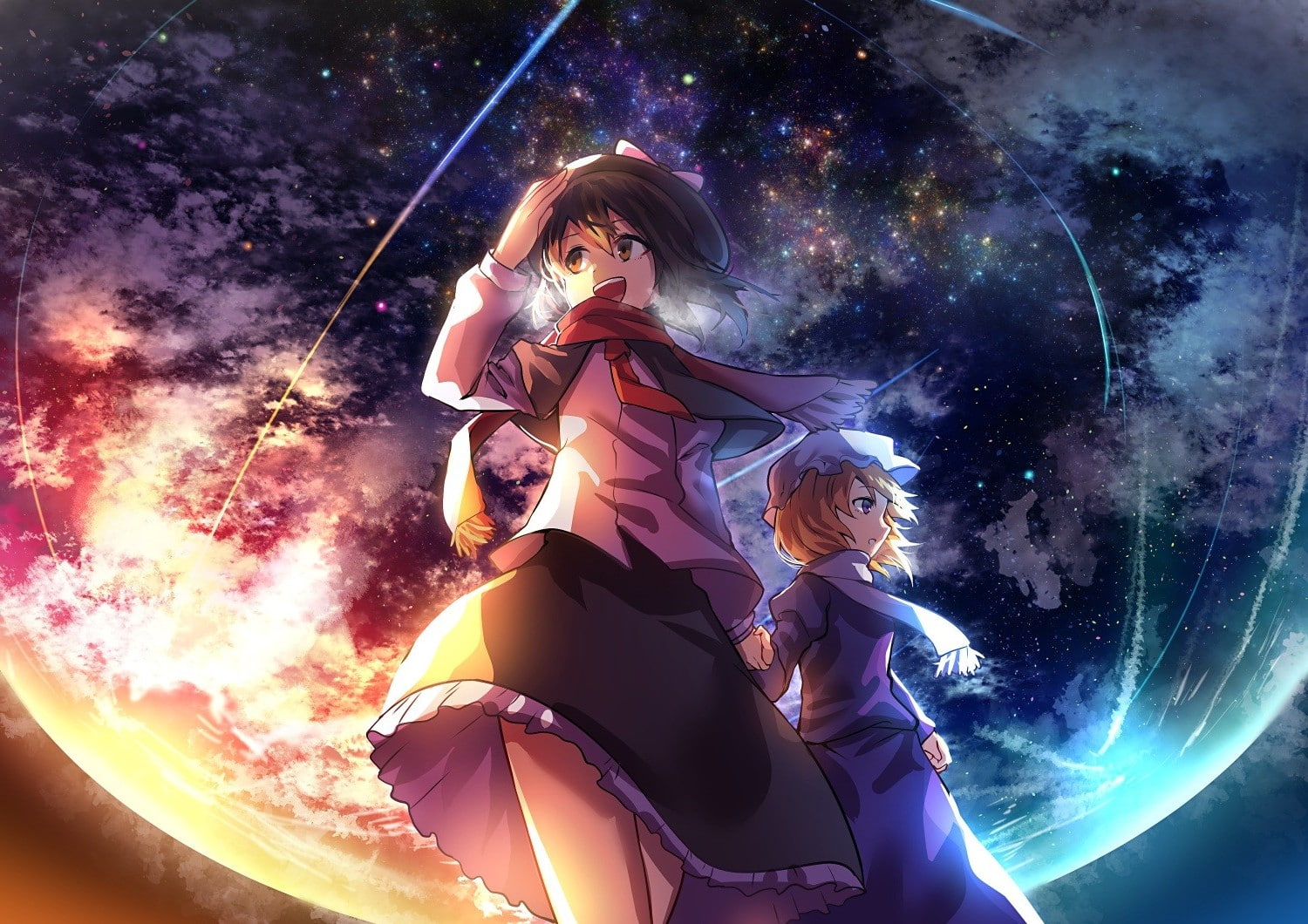 space, adult, females, women, 720P, digital composite, touhou maribel han usami renko, astronomy, one person, sky, arts culture and entertainment, nature, HD Wallpaper