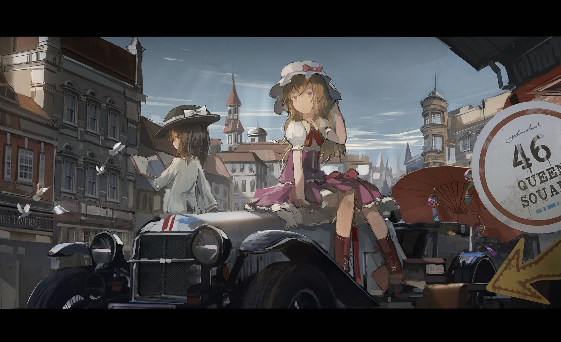 maribel, car, hair, usami, brown, han, 1080P, girls, touhou, short, blonde, renko, novelance, long, HD Wallpaper