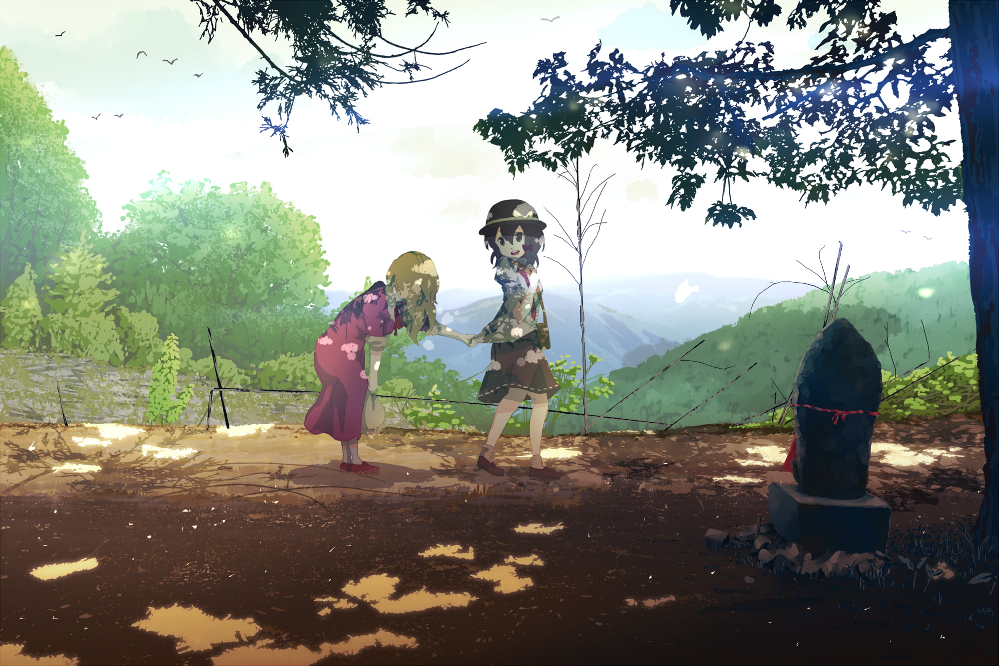renko, full length, lifestyles, real people, group of people, growth, 1080P, mountain, women, people, land, usami, day, adult, touhou, shinta, sky, han, HD Wallpaper