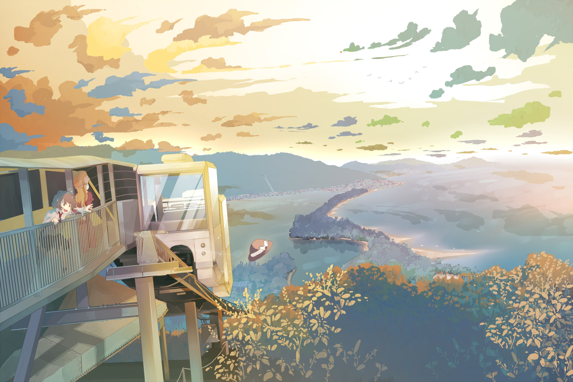 scenic, hat, renko, sky, touhou, maribel, hmmuk, han, usami, landscape, shinta, 1080P, HD Wallpaper