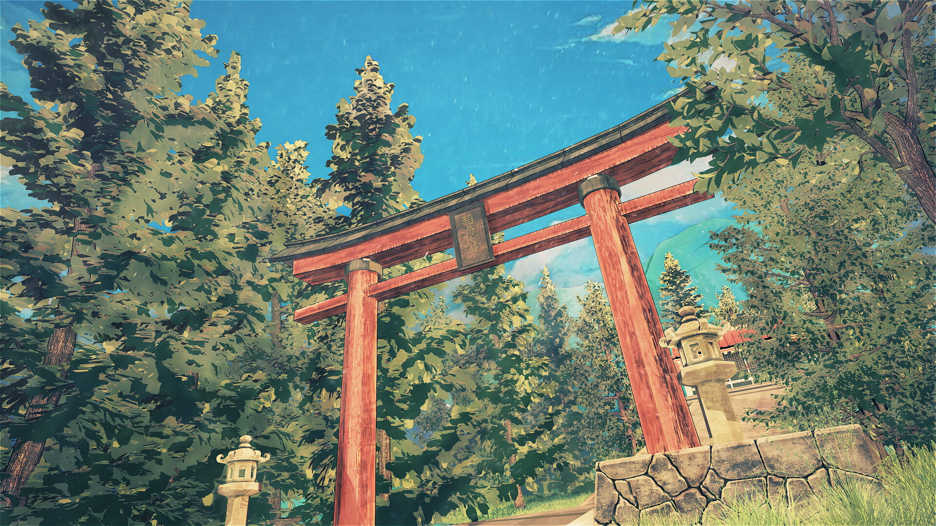 1080P, ArtStation, Wing fox, torii, digital art, HD Wallpaper
