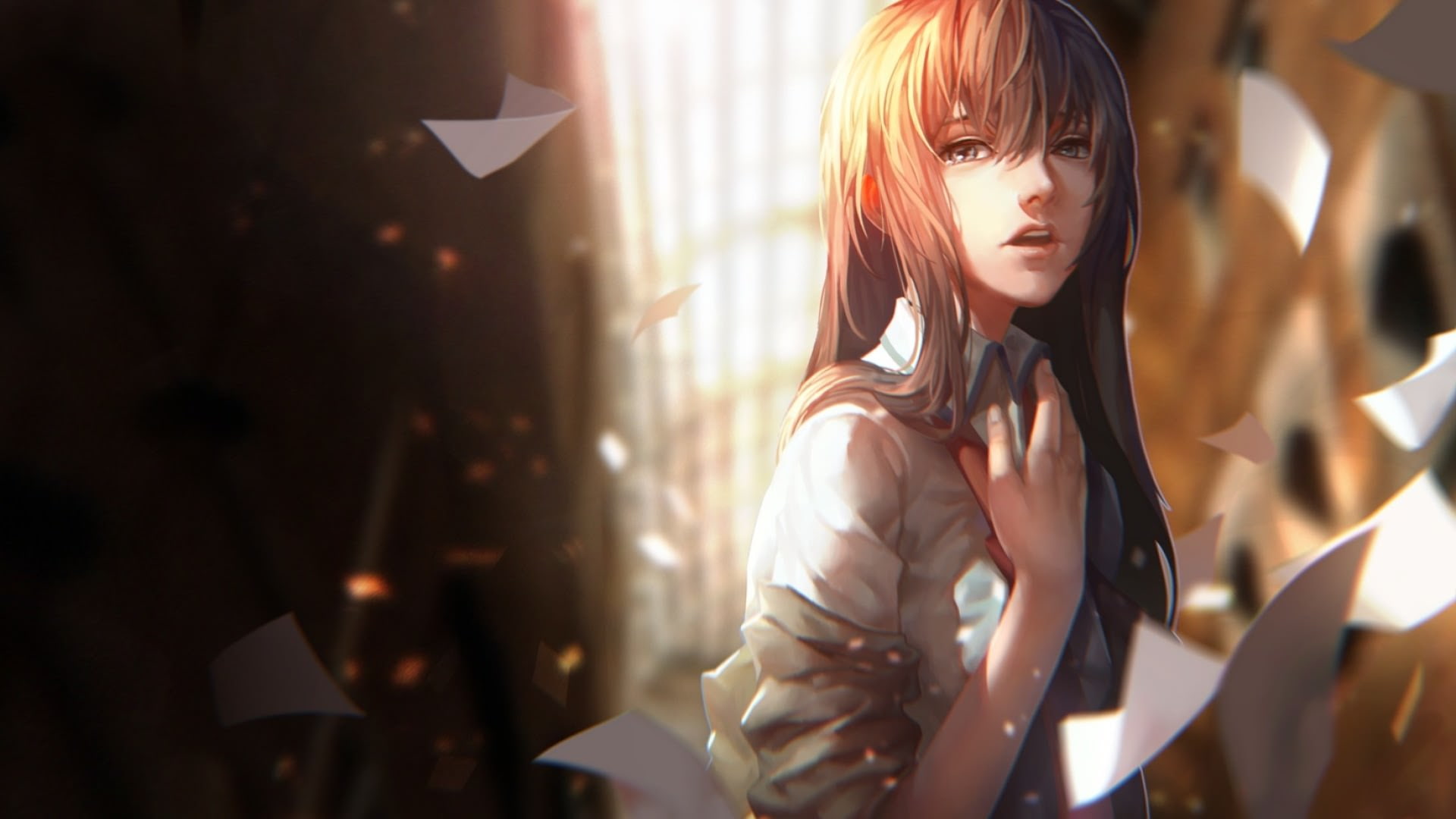 looking at camera, indoors, portrait, contemplation, one person, hairstyle, long hair, anime, anime girls, hair, casual clothing, young adult, Steins;Gate, HD Wallpaper