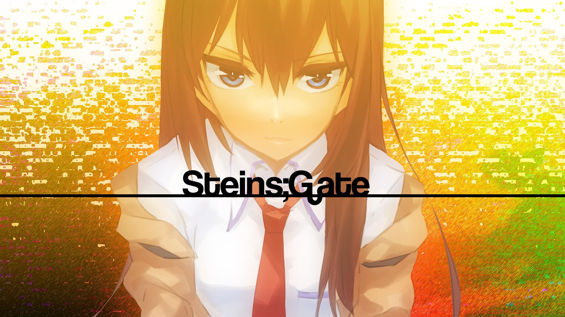 1080P, anime anime girls steinsgate redhead makise kurisu white shirt tie blue eyes, HD Wallpaper