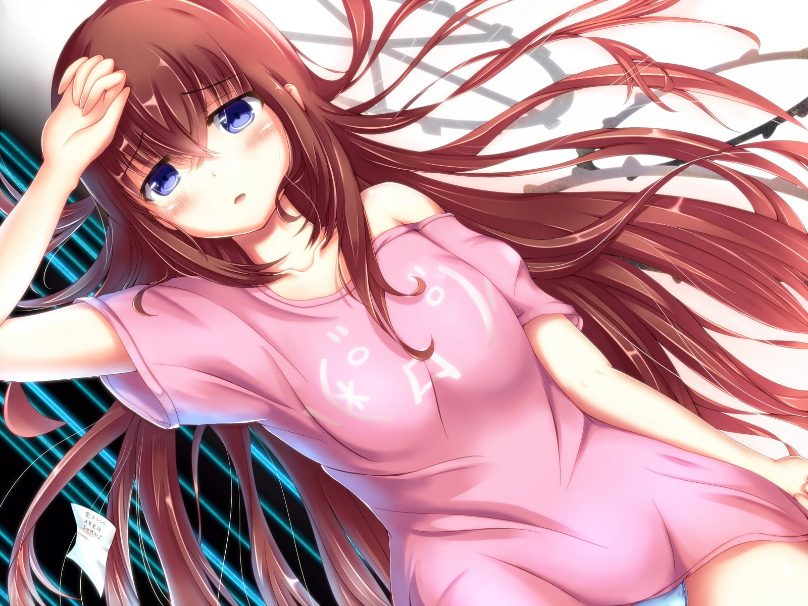 day, 720P, portrait, pink color, long hair, high angle view, Steins;Gate, human representation, multi colored, female likeness, Makise Kurisu, art and craft, HD Wallpaper