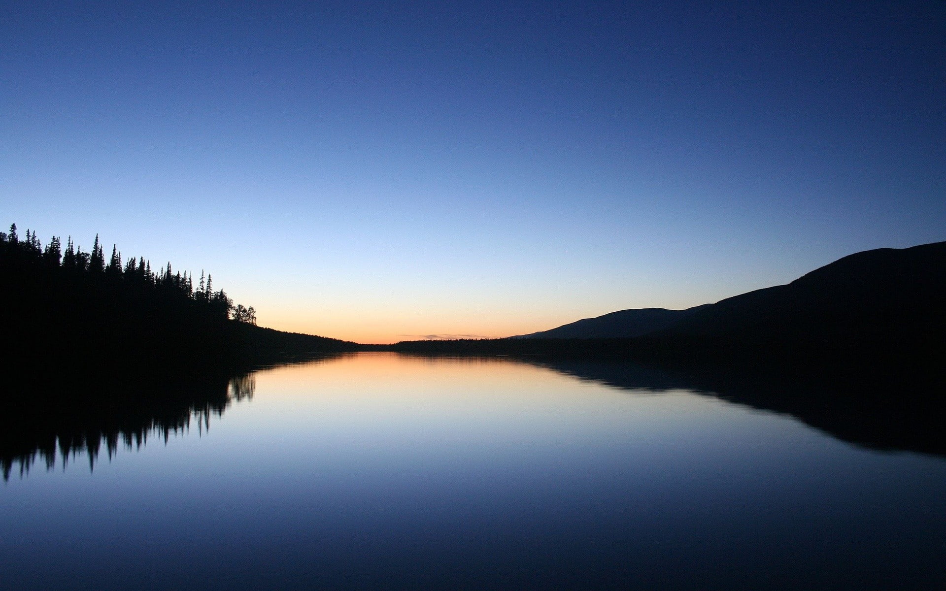 sunset, 1080P, landscape, lake, calm, blue, HD Wallpaper