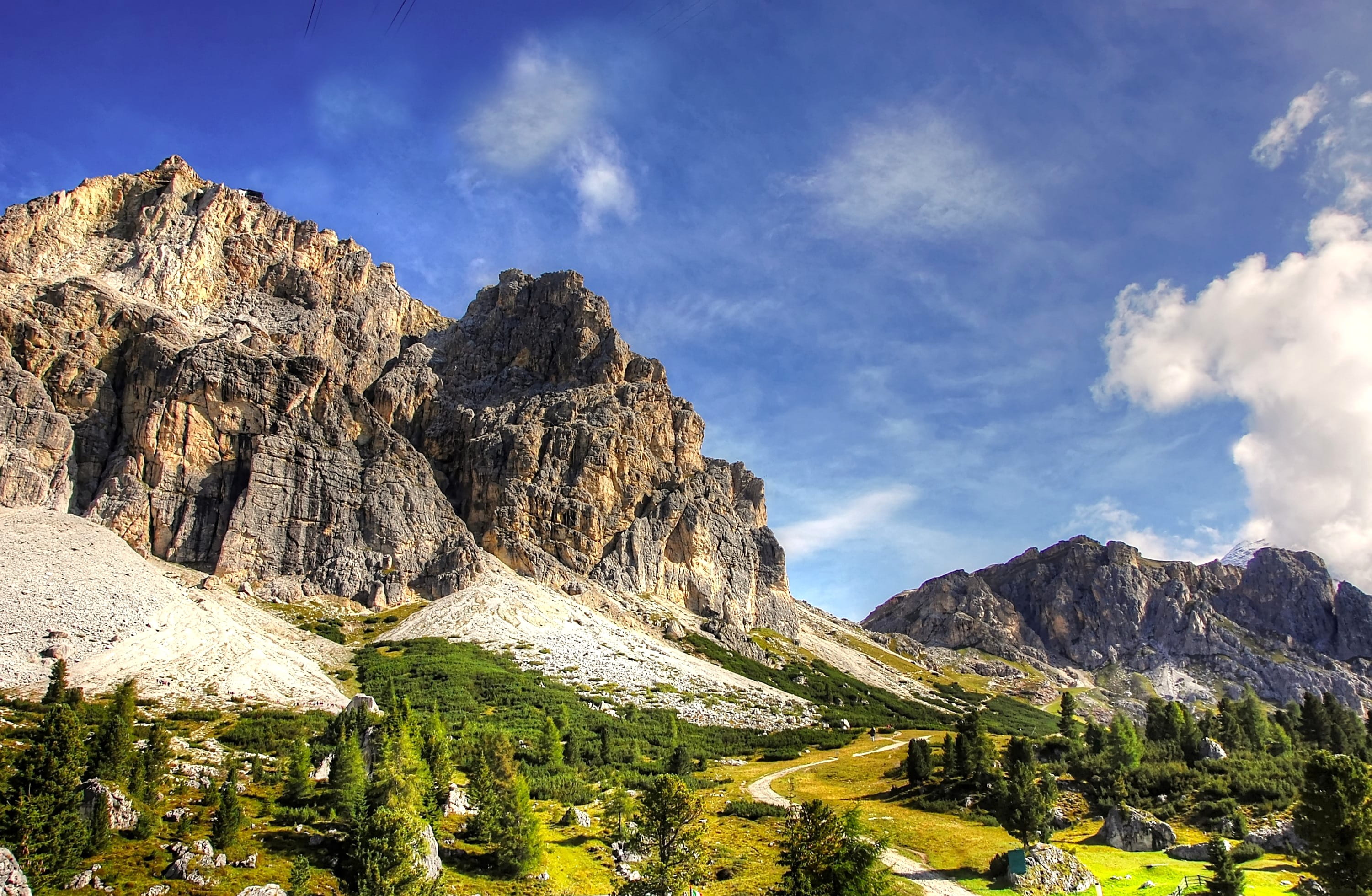 distant view, rock - object, idyllic, blue, landscape, physical geography, mountain range, environment, south tyrol, solid, tranquil scene, dolomites, viewpoint, HD Wallpaper