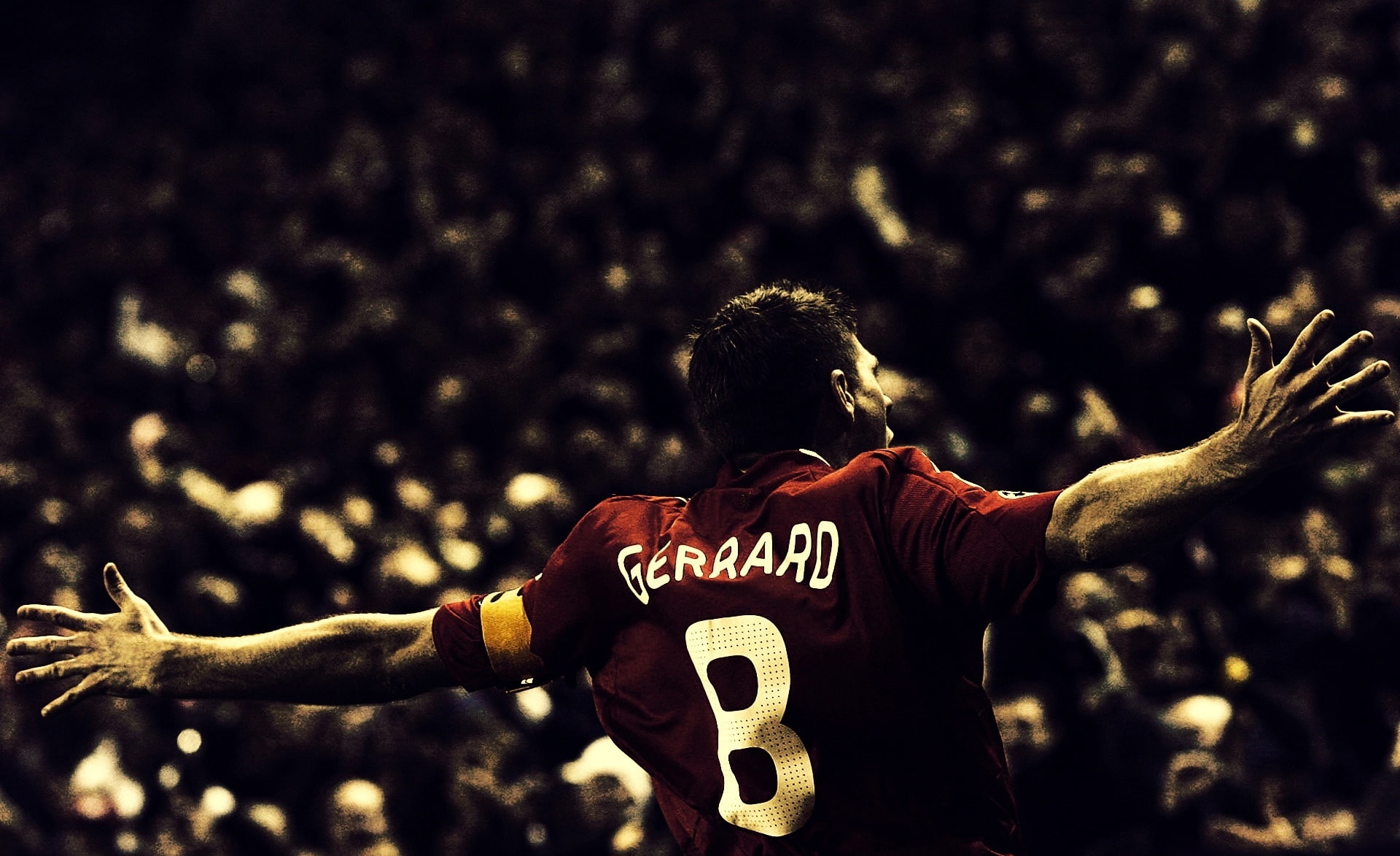 body part, 1080P, player, standing, lifestyles, human arm, steven gerrard, human limb, sepia, real people, footballer, gerrard, photography, focus on foreground, HD Wallpaper