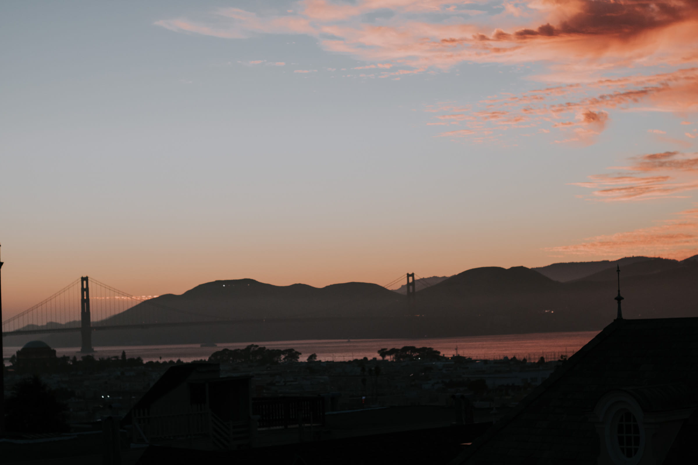 sky, beauty, cloud - sky, water, built structure, golden gate bridge, beauty in nature, 1080P, united states, nature, pink, architecture, golden gate bridge vista point, HD Wallpaper