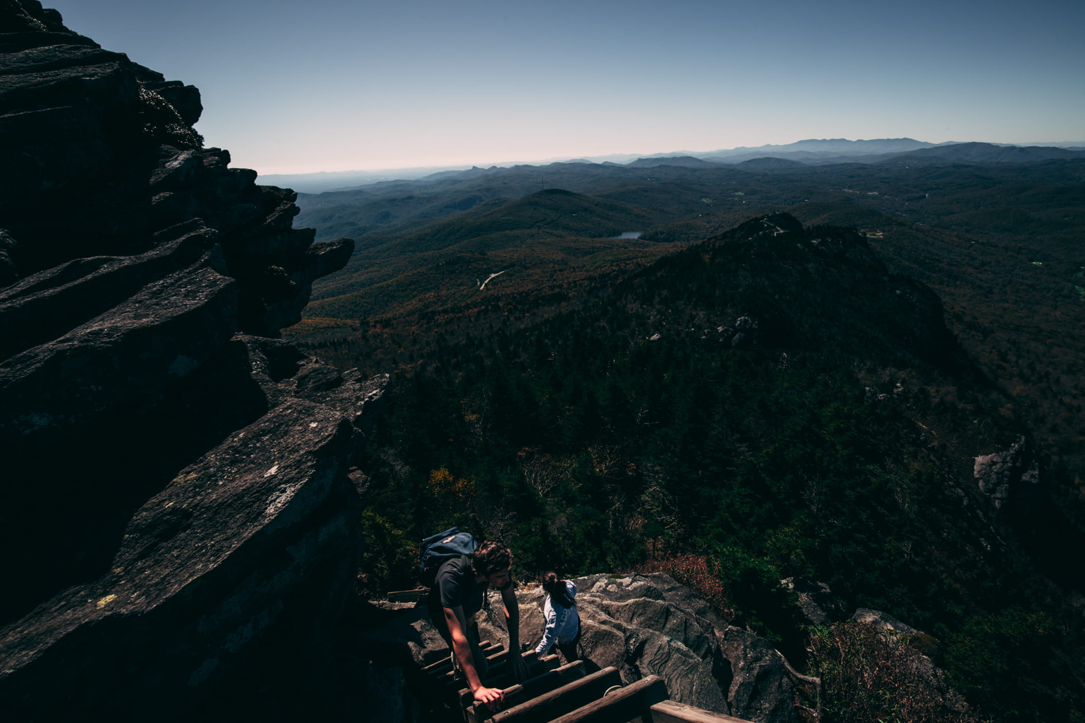 sky, tree, outdoors, mountaineering, mountain ledge, rock, explore, nature, men, lifestyles, ladders, climbing, scenics - nature, solid, adventurer, vista point, HD Wallpaper