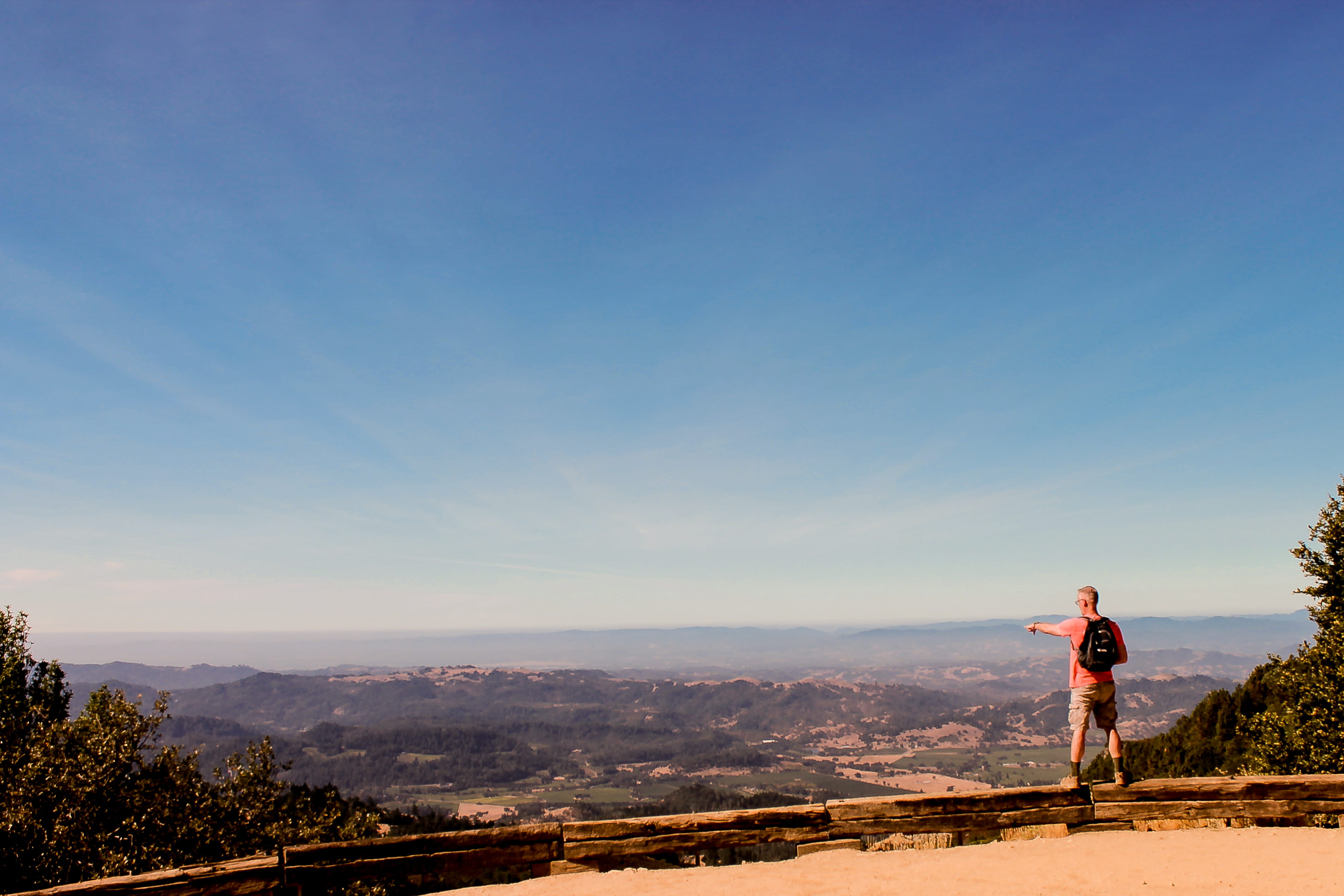 valley, united states, vista, pointing, real people, travel, day, rear view, non-urban scene, sunlight, blue, scenics - nature, california, view, man, one person, HD Wallpaper