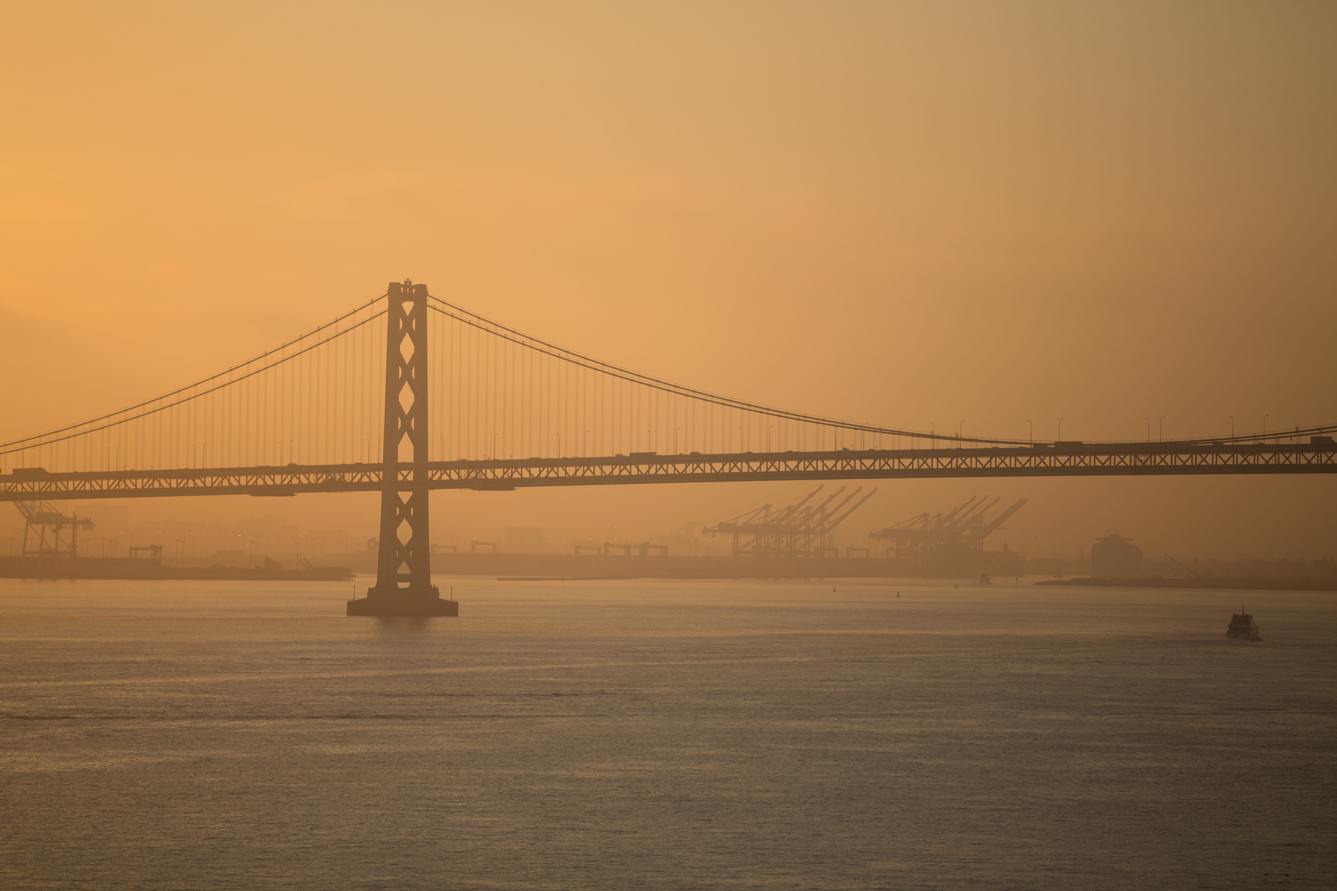 outdoors, california, bridge - man made structure, sea, tourism, commute, water, built structure, united states, architecture, colors, bay, sunset, 5K, HD Wallpaper