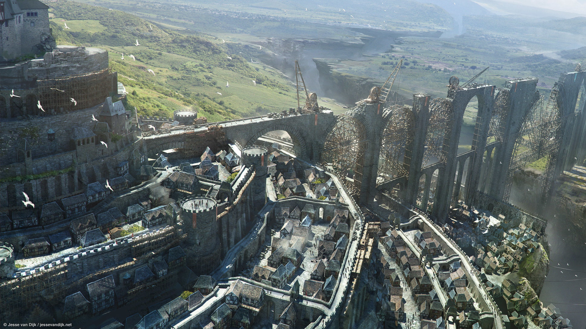 Medieval, 1080P, Fantasy, Construction, City, Bridge, HD Wallpaper