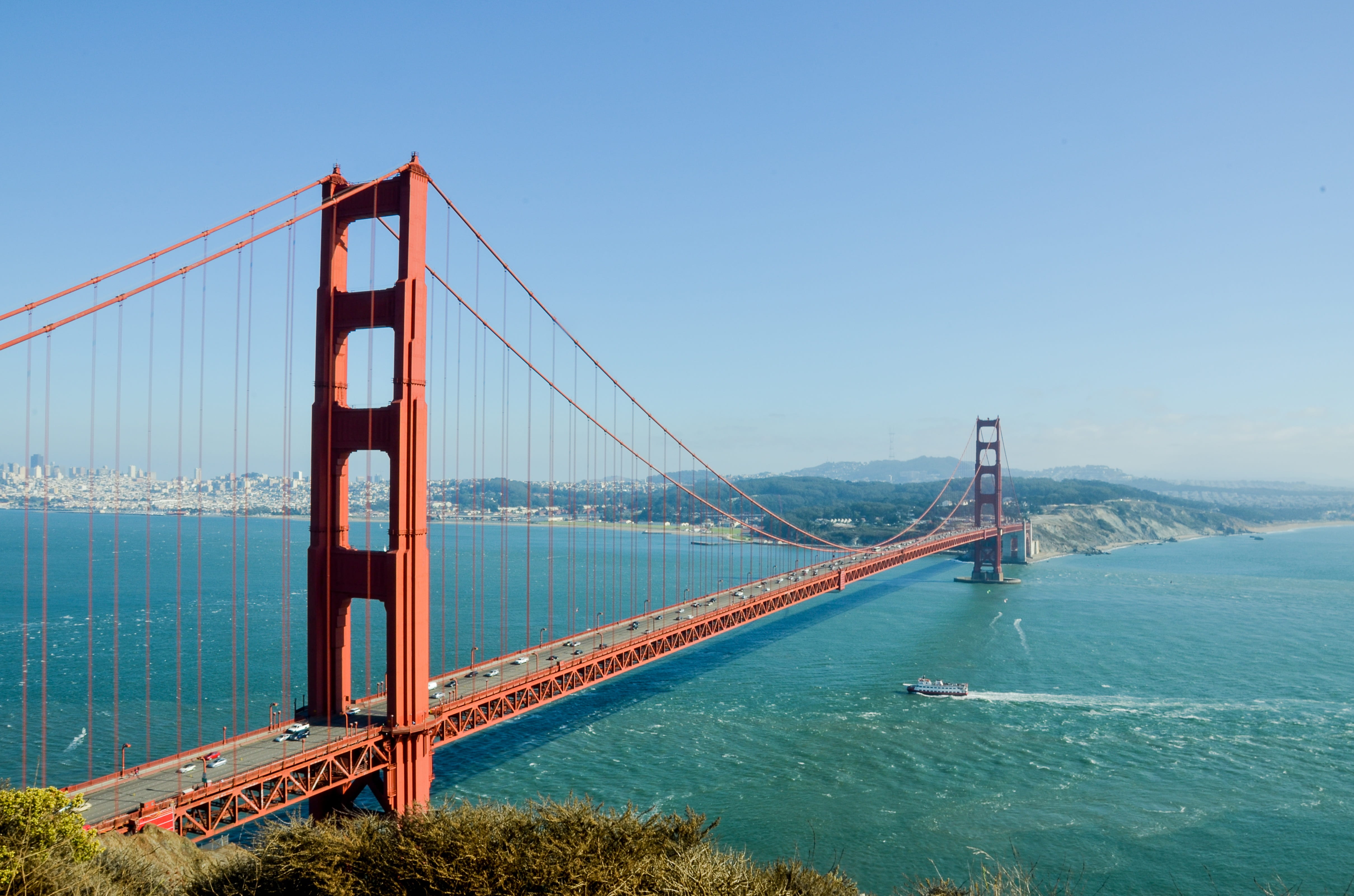 viewpoint, built structure, boat, coast, travel, usa, water, river, bay of water, transportation, view, daylight, landmark, 4K, nature, connection, construction, HD Wallpaper