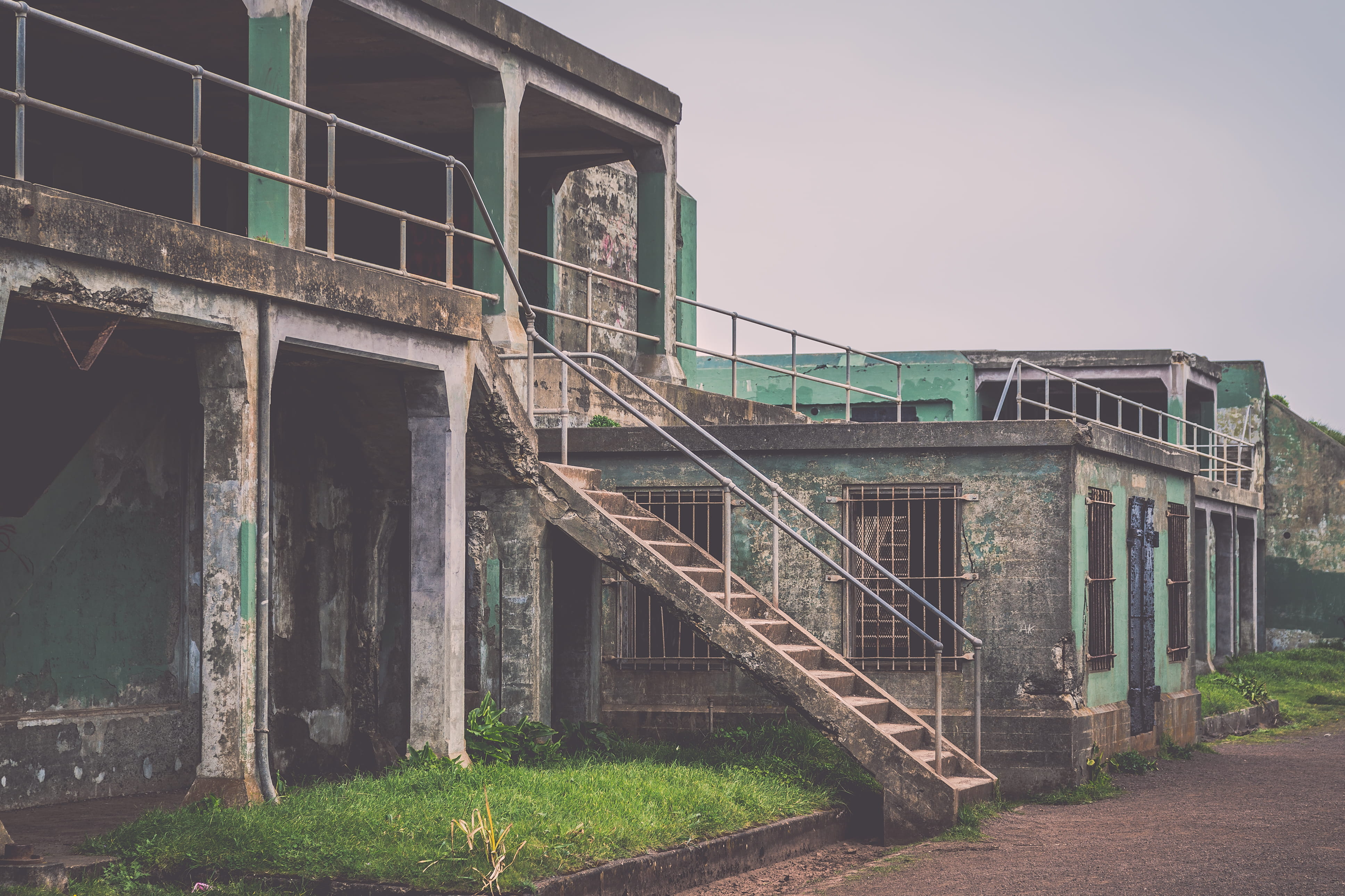 marin headlands, stairs, plant, day, connection, sky, no people, bridge - man made structure, staircase, bridge, bunker, prison, sausalito, nature, graffiti, HD Wallpaper