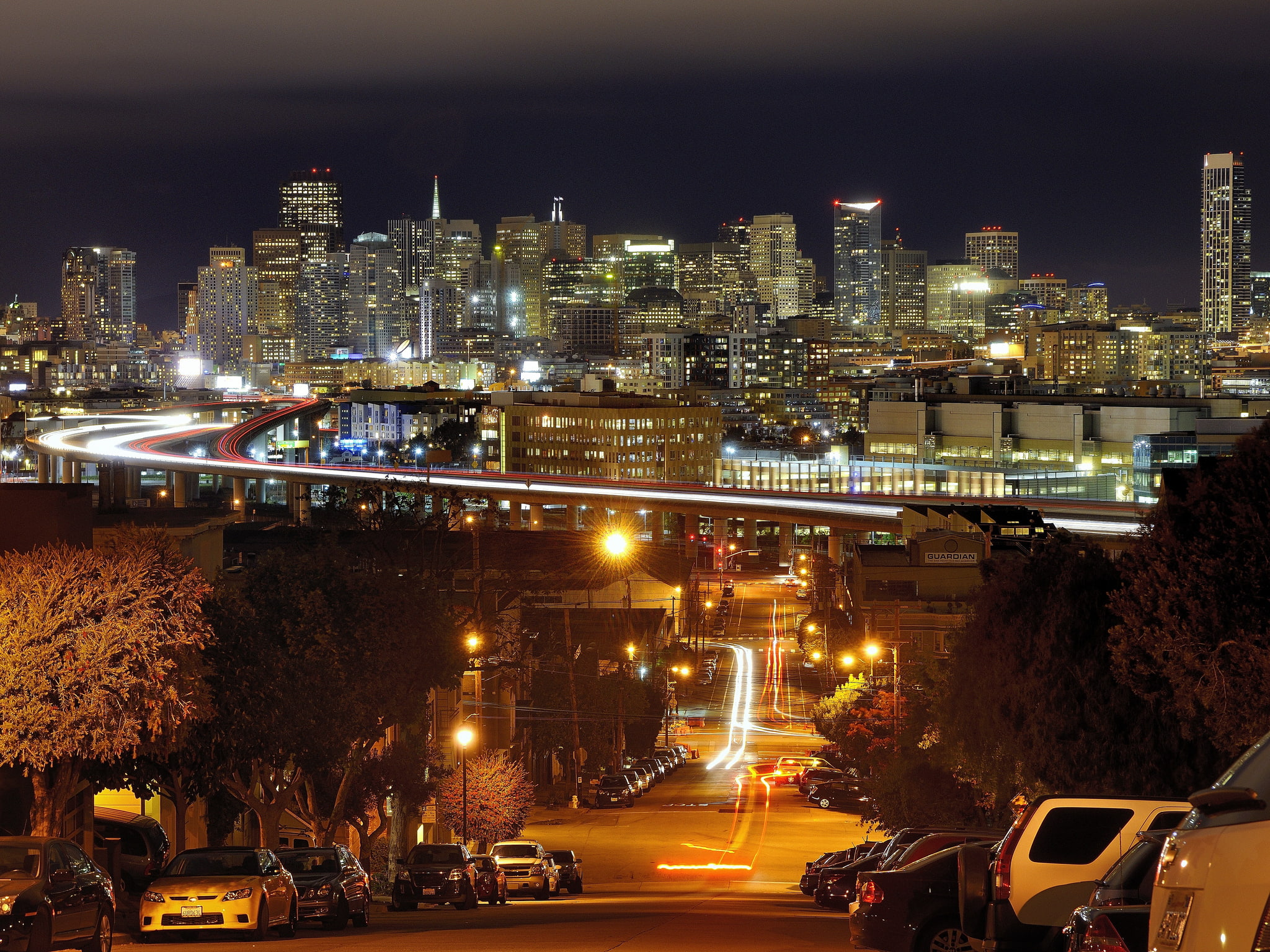 night, bridge, CA, San Francisco, machine., 1080P, skyscrapers, California, road, USA, home, street, HD Wallpaper