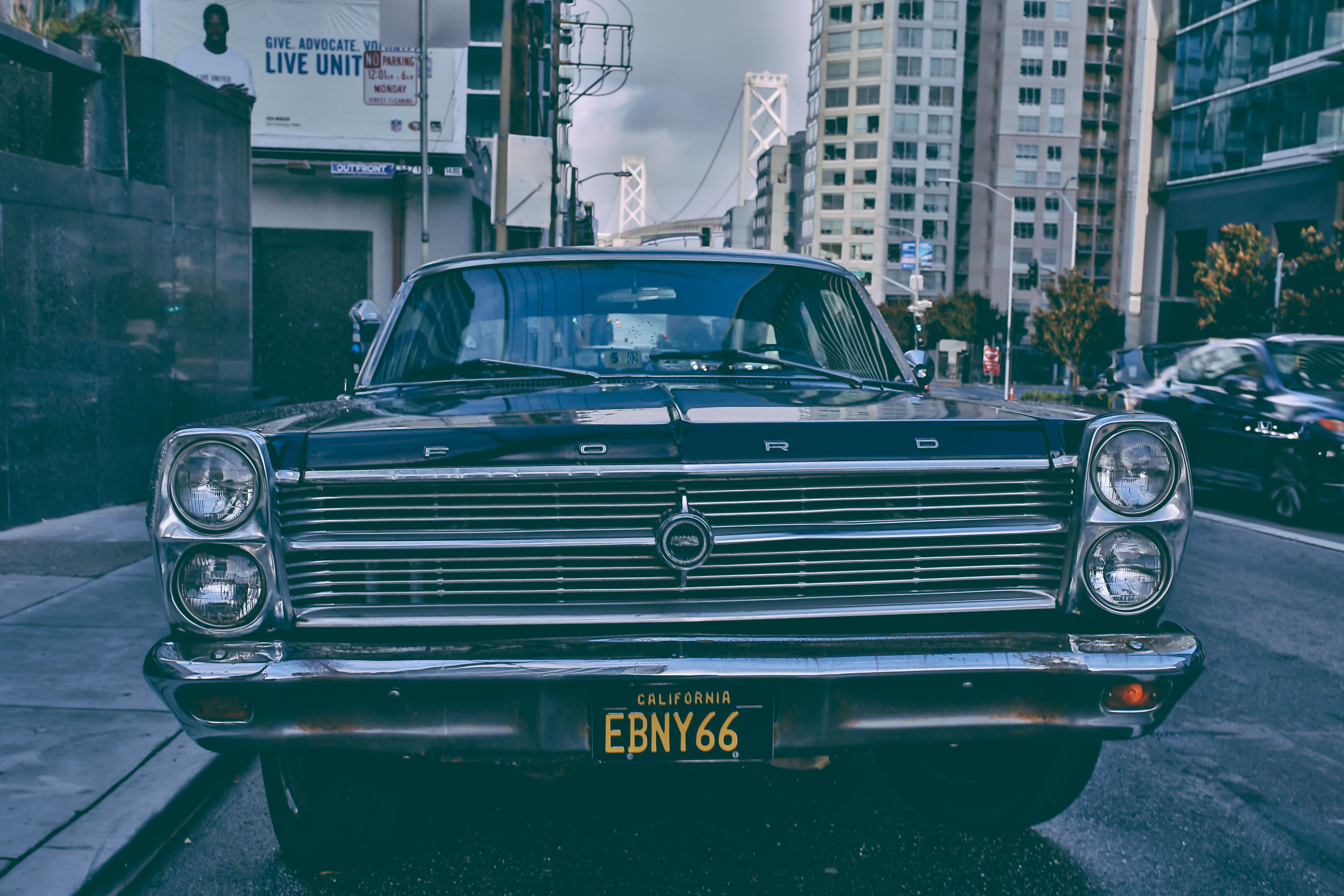 day, transportation, luxury, photo, bay bridge, windshield, car, built structure, stationary, street, western script, united states, san francisco, 5K, HD Wallpaper