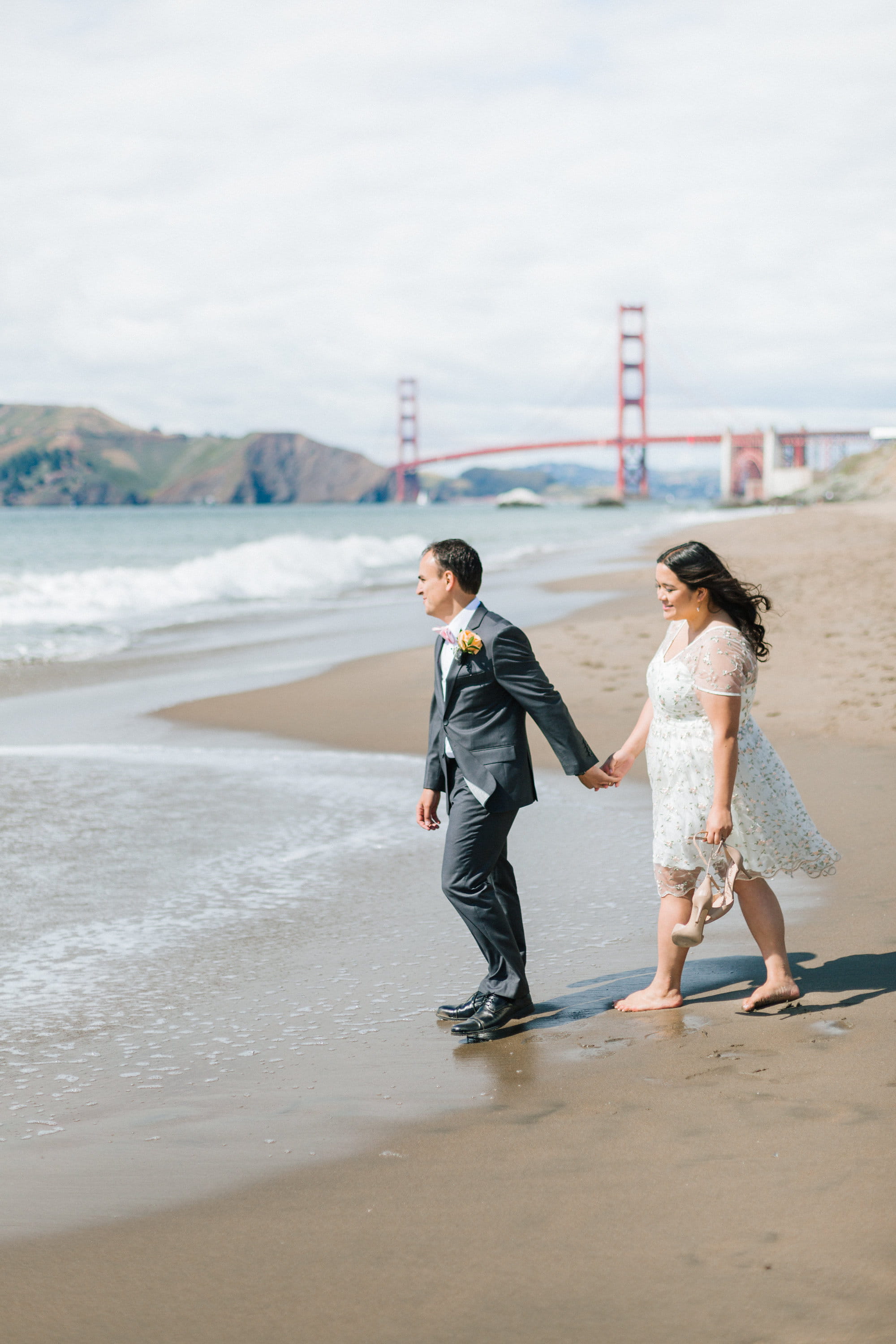 overcoat, sky, people, walking, water, sea, adult, sand, near, ocean, san francisco, outdoors, suit, couple - relationship, women, barefoot, 2K, positive emotion, Phone HD Wallpaper