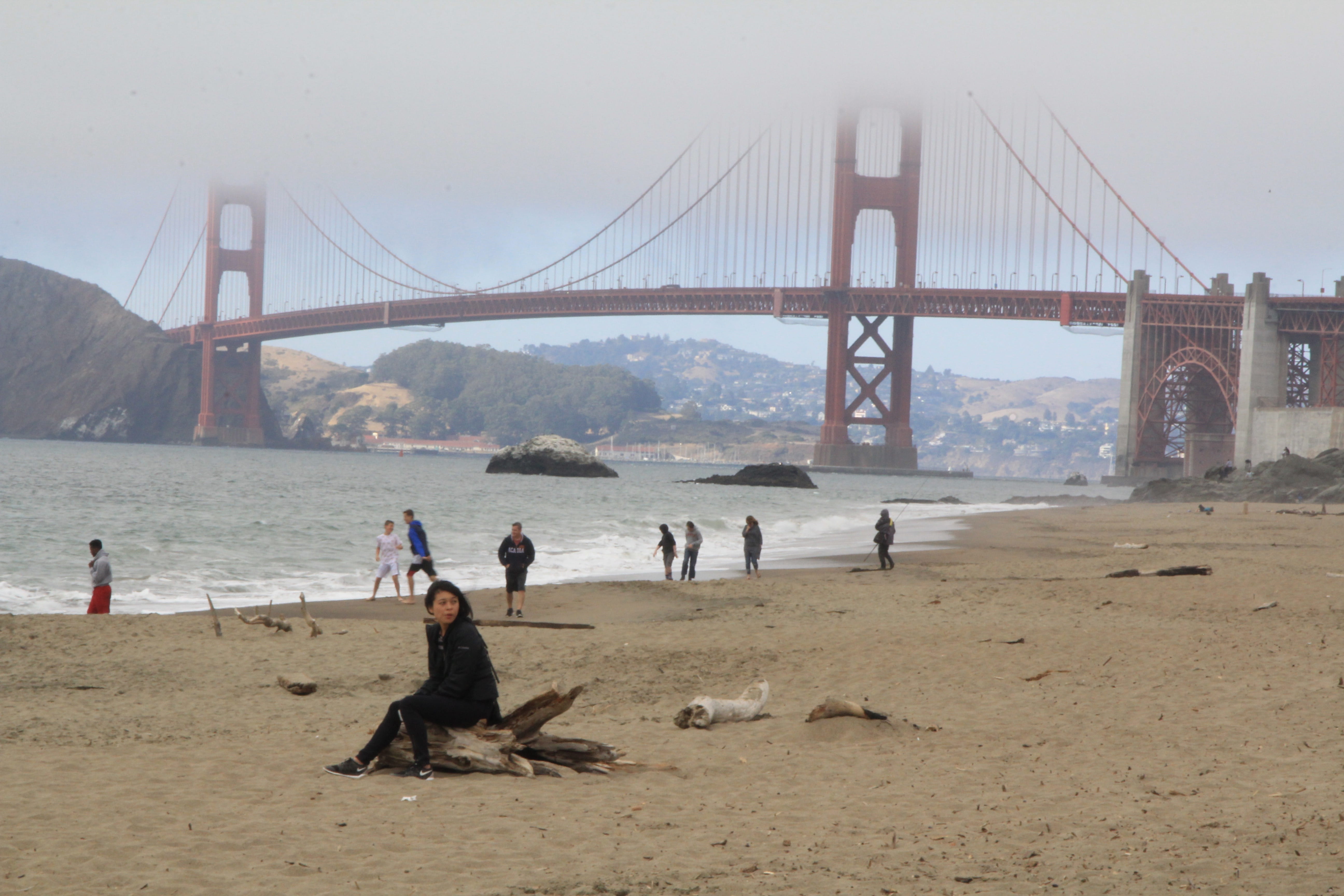 travel destinations, day, suspension bridge, golden gate bridge, beach, bay area fog, built structure, sea, water, 5K, baker beach, golden gate, transportation, HD Wallpaper