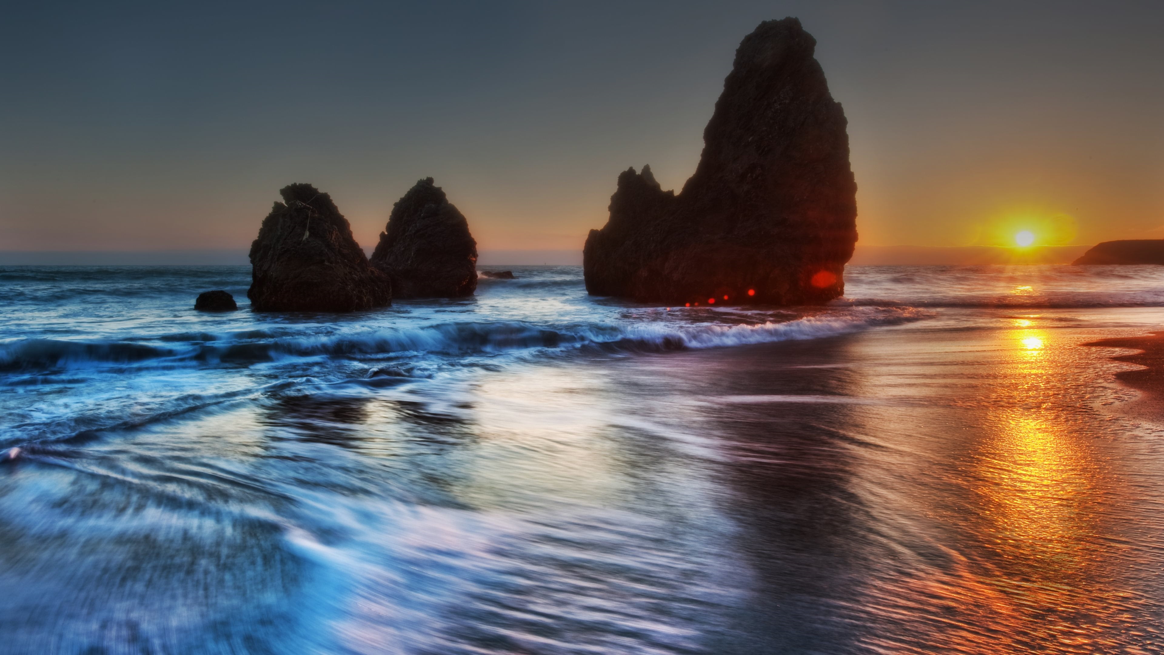 land, water, sausalito, california, rodeo cove, scenics - nature, beach, tranquil scene, coast, no people, shore, solid, beauty in nature, stack rock, cove, HD Wallpaper