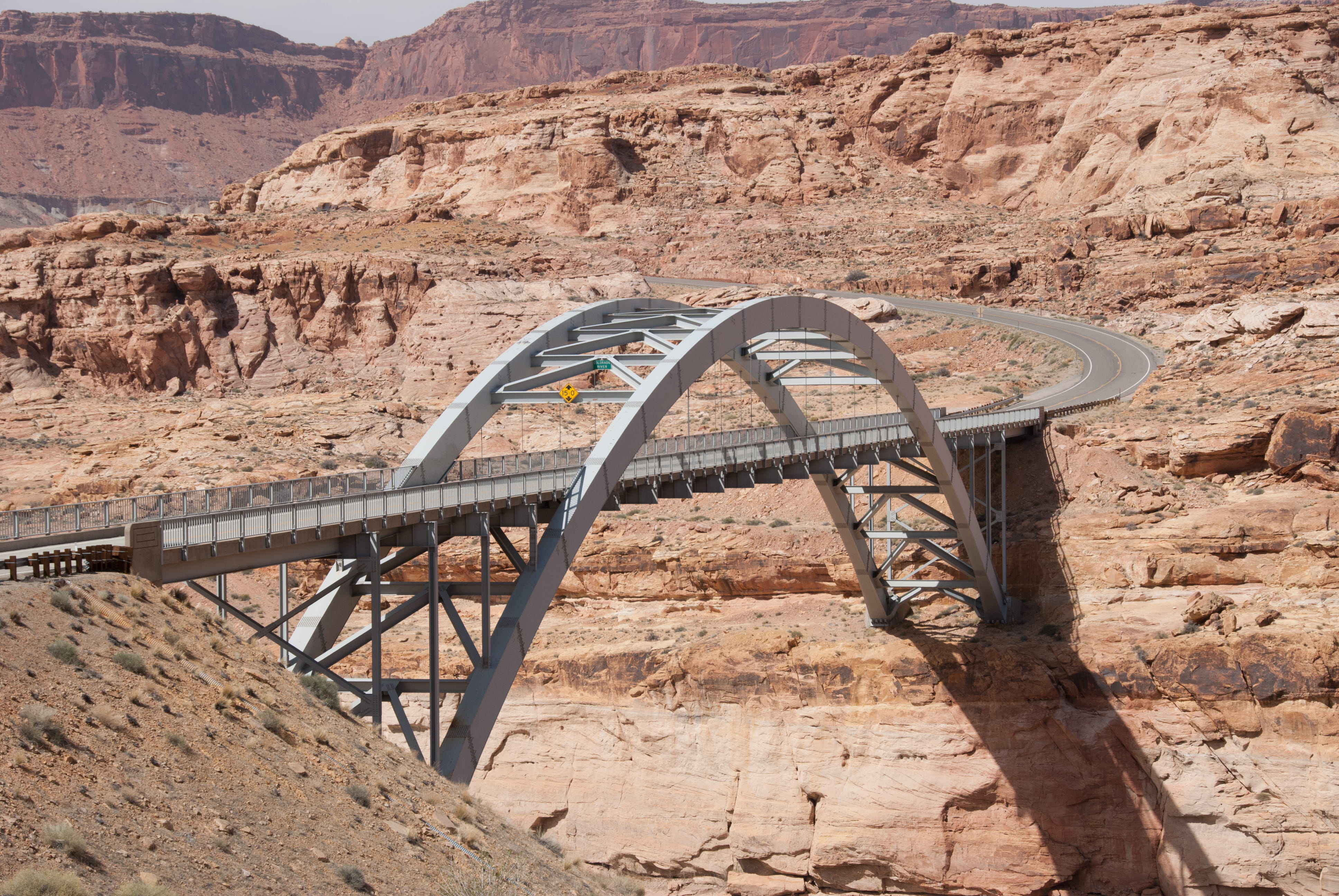 united states, 4K, mountain range, rock formation, land, climate, transportation, travel destinations, hite, bridge, sunlight, travel, connection, formation, HD Wallpaper