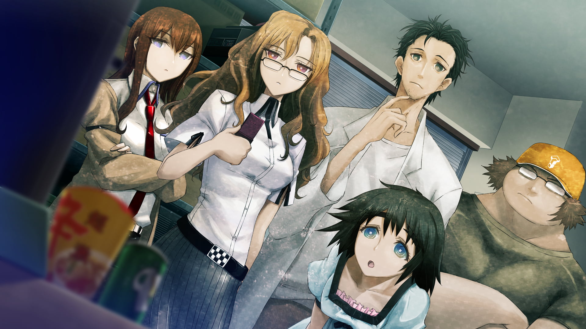 1080P, Anime, Rintaro Okabe, Moeka Kiryū, Steins;Gate, Kurisu Makise, Itaru Hashida, Mayuri Shiina, HD Wallpaper