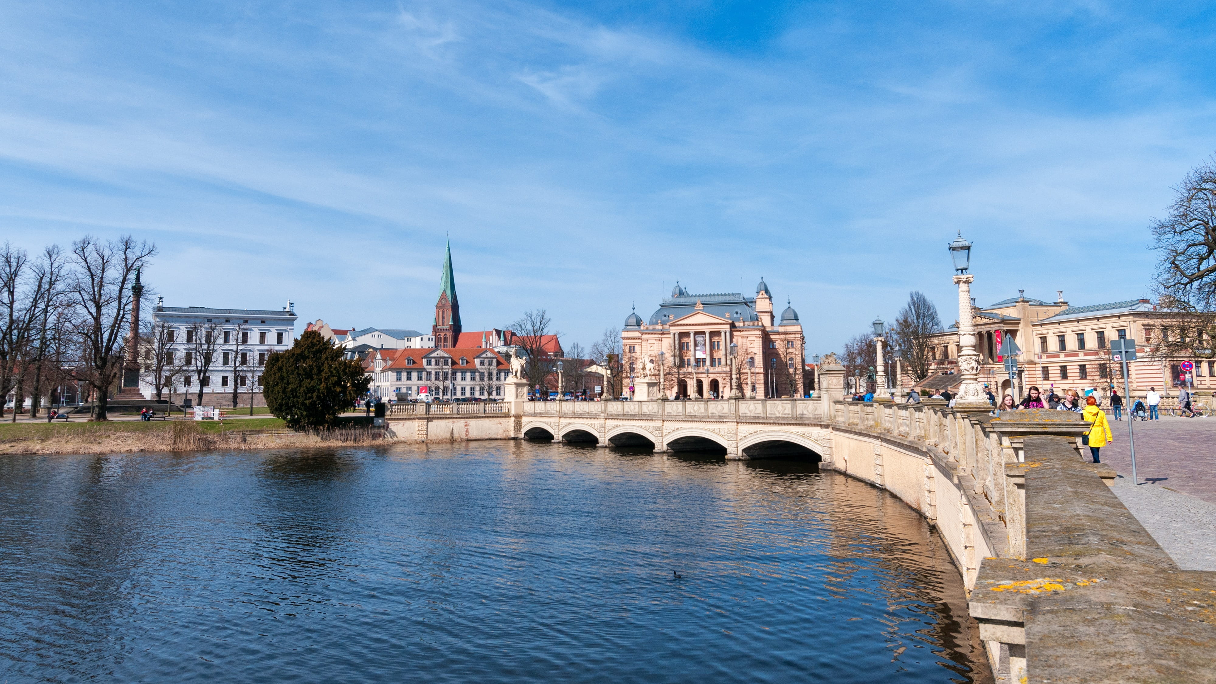 government, view, building exterior, western pomerania, travel, blue, day, sky, germany, the past, castle, architecture, arch, city, river, lake, history, HD Wallpaper