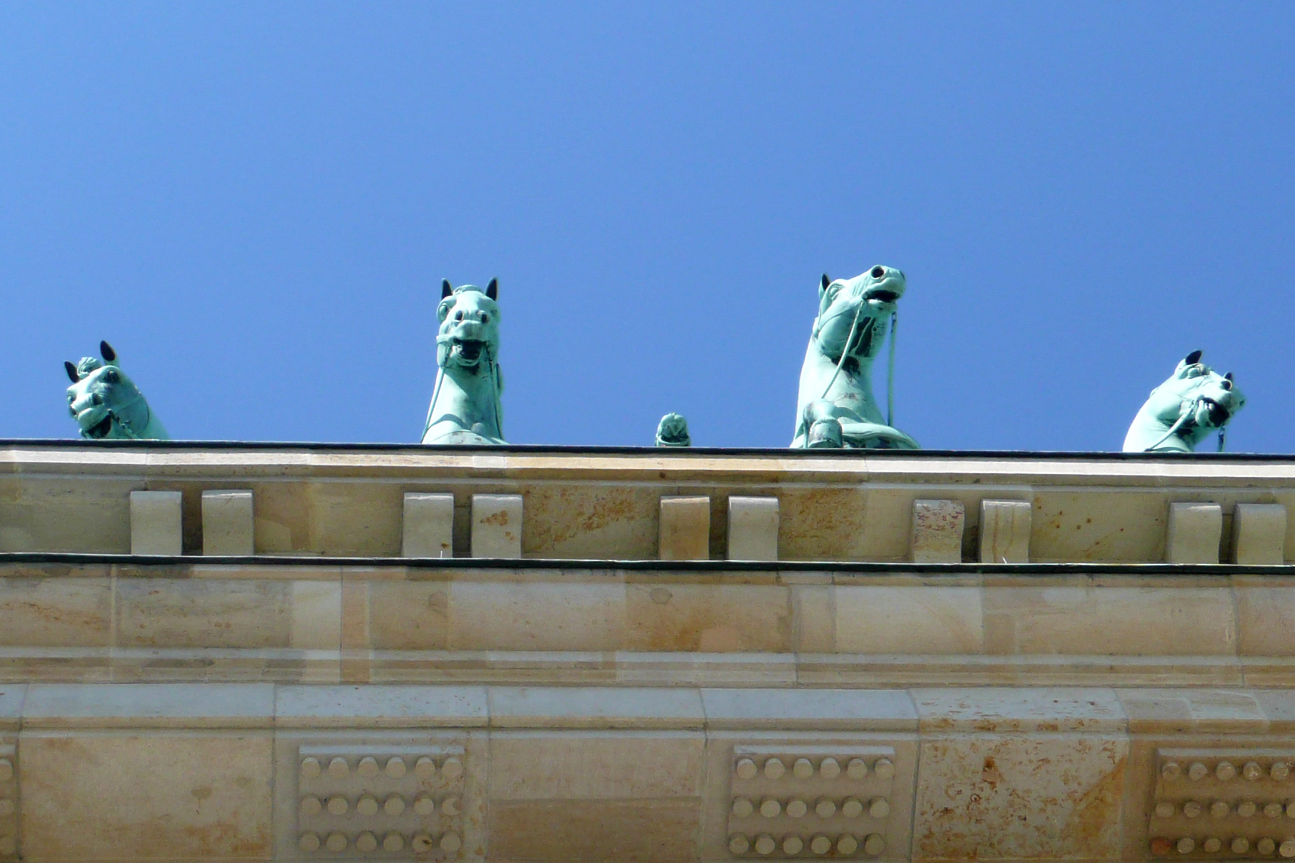 travel destinations, Berlin, Brandenburg Gate, germany, blue, 4K, no people, day, craft, sky, nature, bird, art and craft, outdoors, representation, architecture, HD Wallpaper