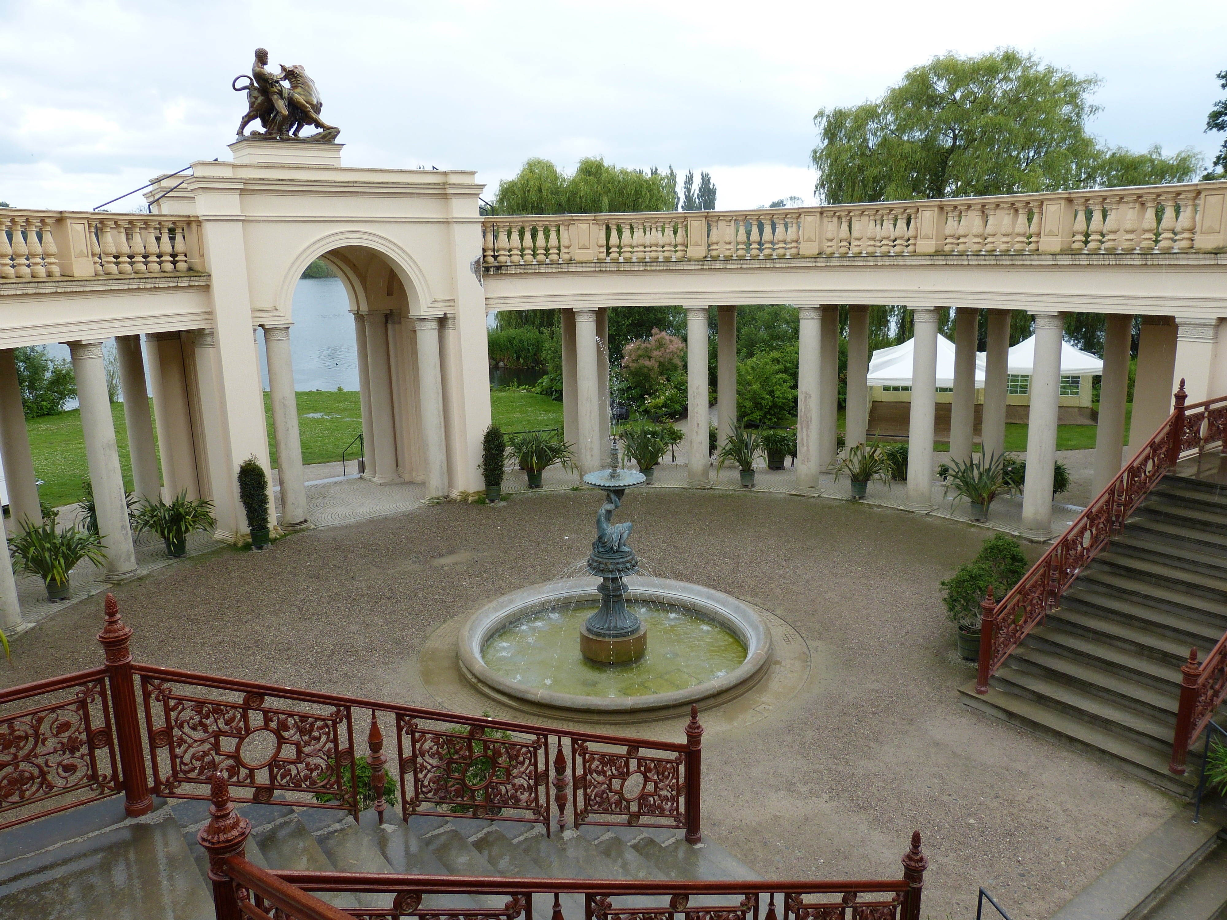 castle, goal, ornate, railing, state capital, park, plant, tree, history, sky, schlossgarten, building exterior, stairs, no people, historically, arch, HD Wallpaper