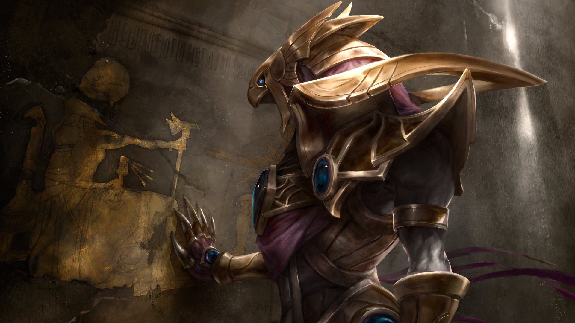 gold, 1080P, Video Game, colored, League Of Legends, armor, Azir (League Of Legends), person, wearing, illustration, HD Wallpaper