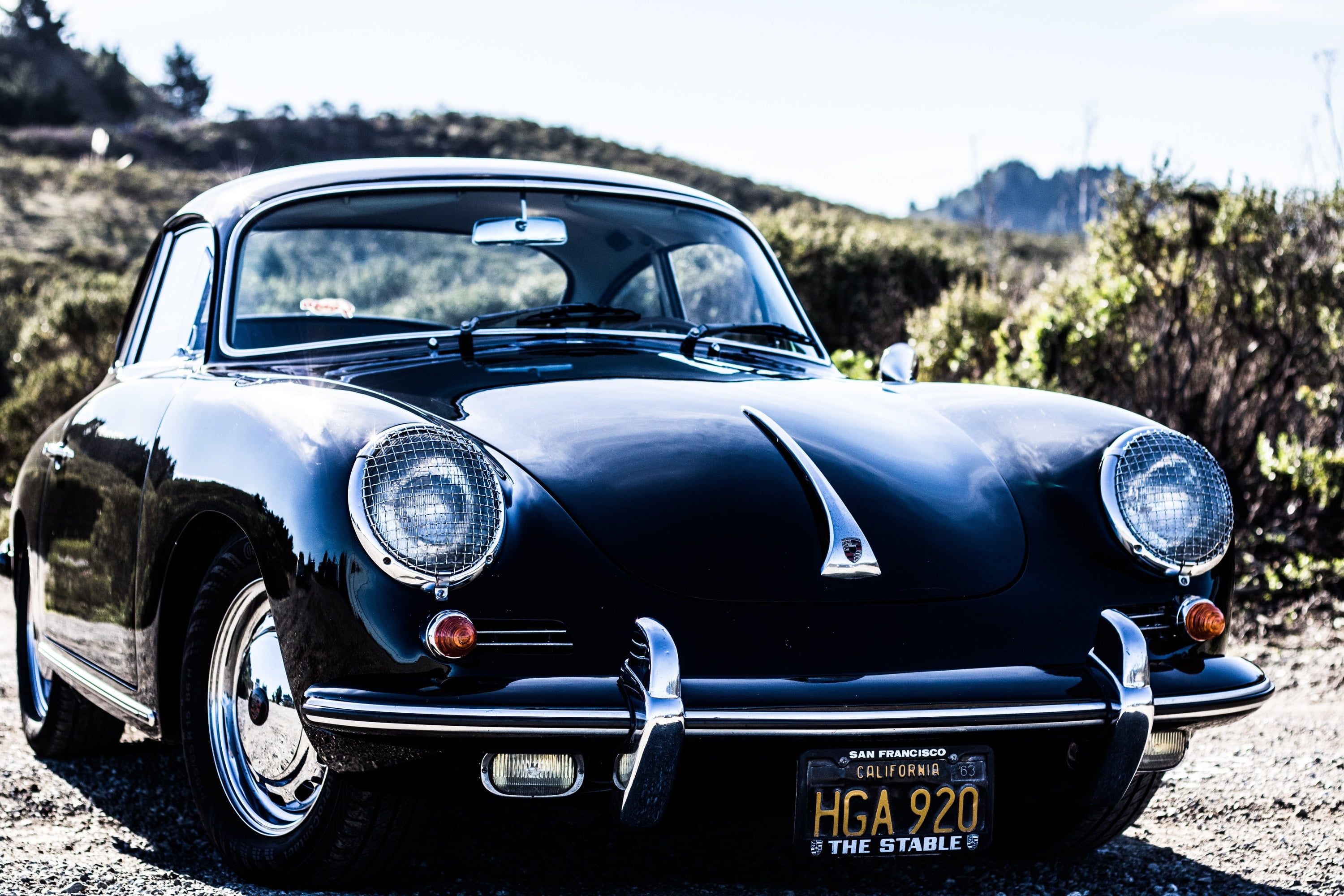 land, outdoors, mode of transportation, retro, vintage car, land vehicle, reflection, classic, front view, coupe, auto, no people, motor vehicle, retro styled, HD Wallpaper