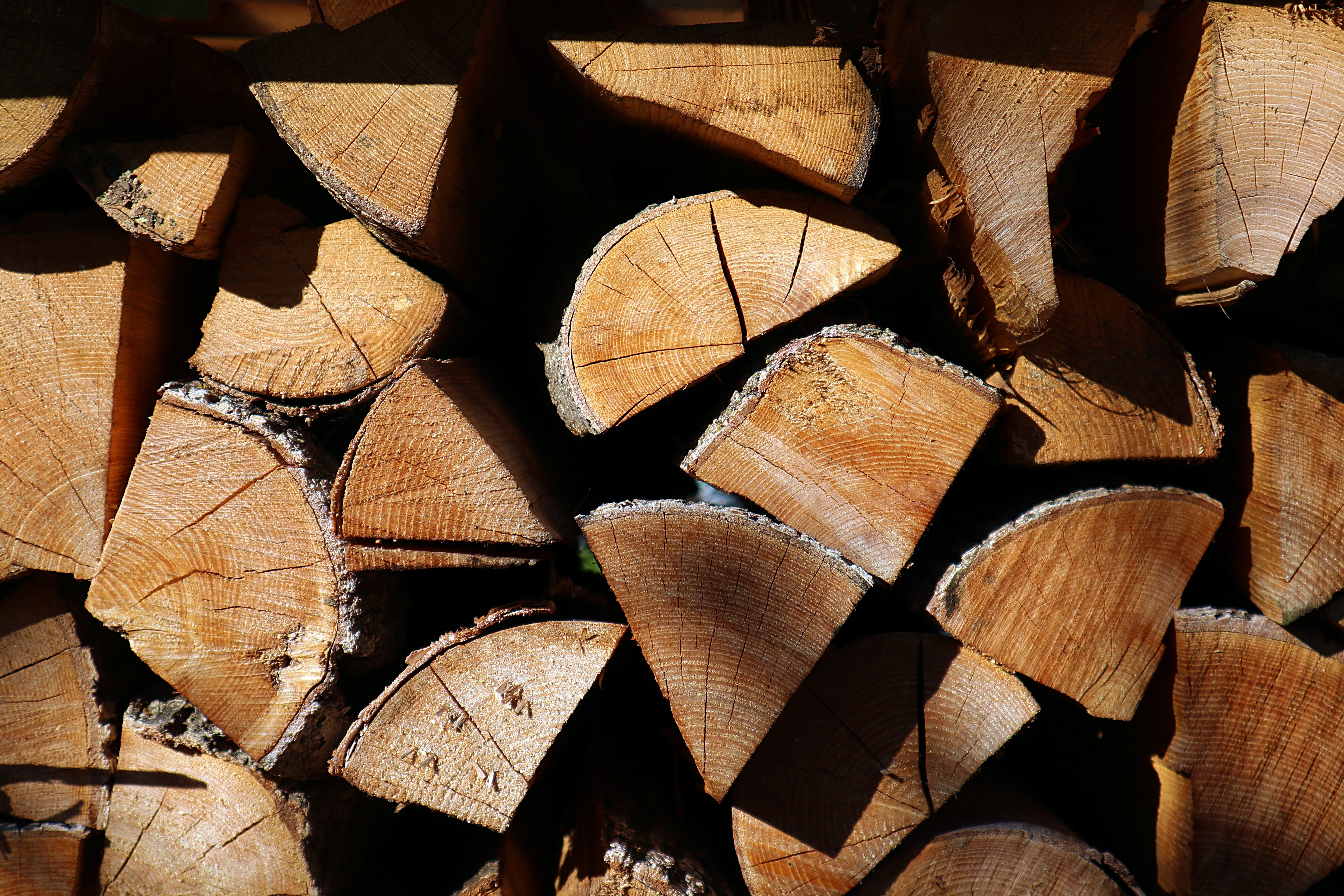 firewood, holzstapel, woodpile, stacked up, tree trunks, nature, stack, wood - material, tree, backgrounds, abundance, pattern, full frame, large group of objects, HD Wallpaper