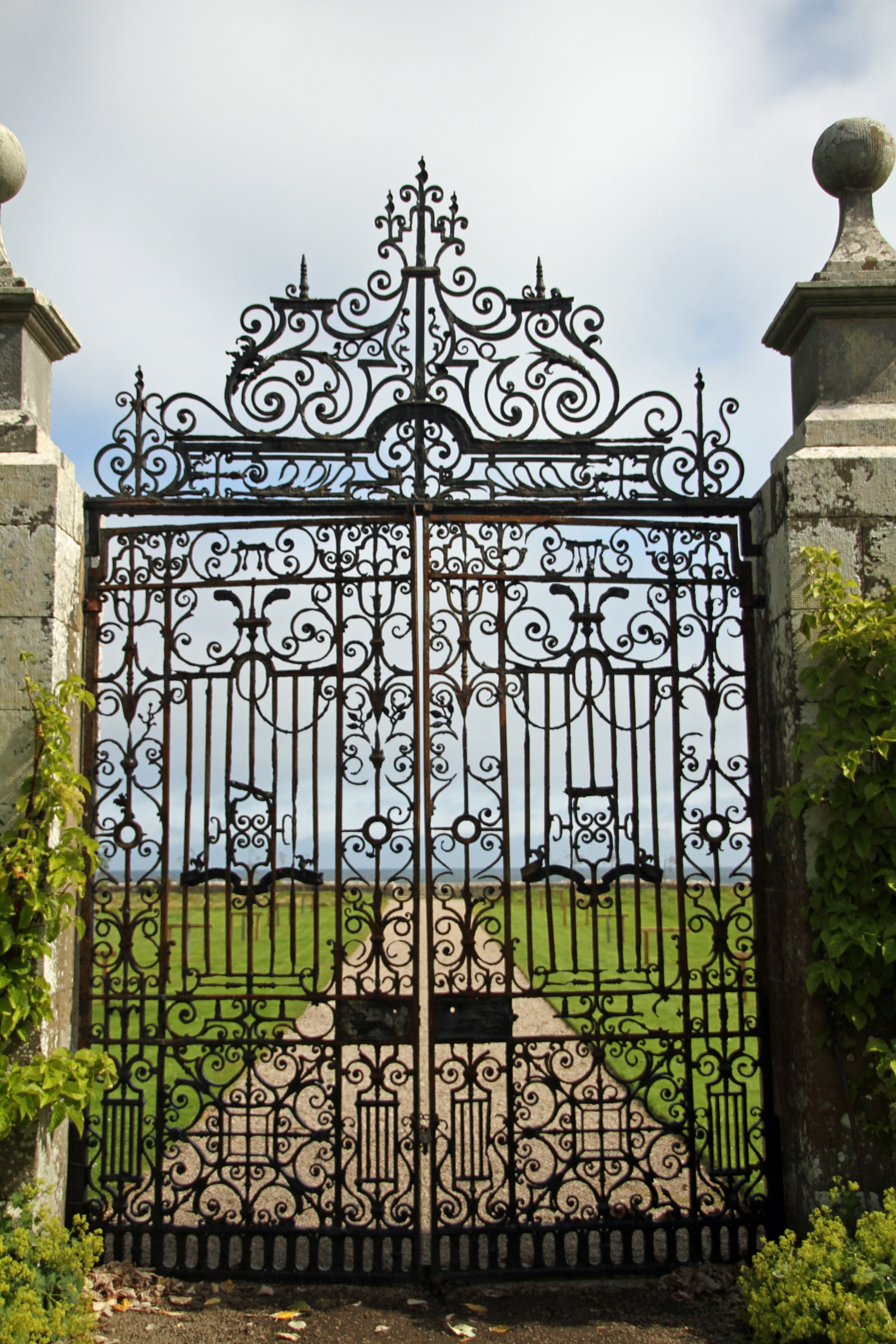 exterior, entrance, wrought iron, no people, scrolled, steel, ornate, railing, security, closed, old, ancient, protection, architecture, built structure, Phone HD Wallpaper