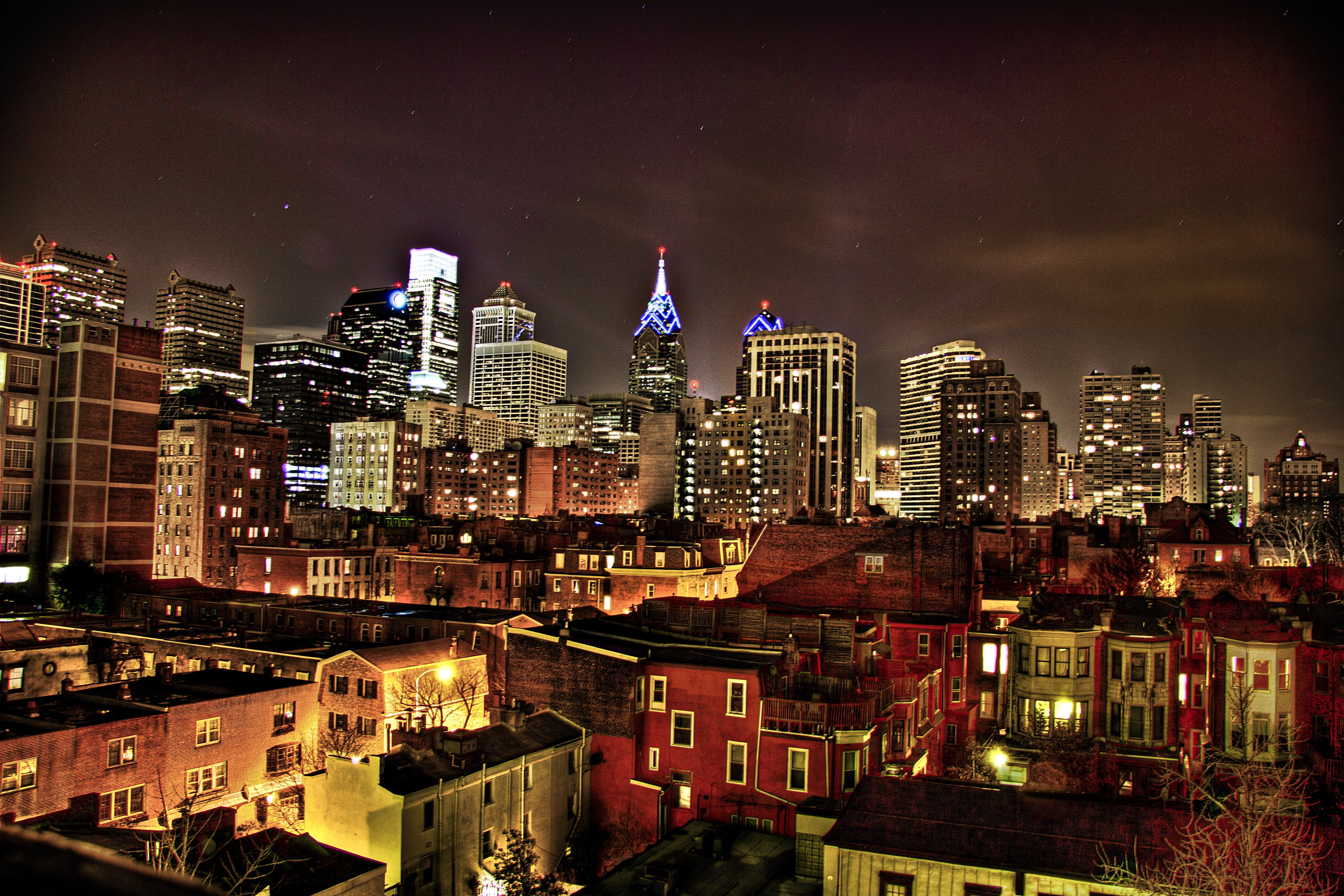 stores, bridges, texas, buildings, night, philadelphia, towers, cities, pennsylvania, downtown, usa, city, 5K, offices, architecture, storehouses, keystone, HD Wallpaper