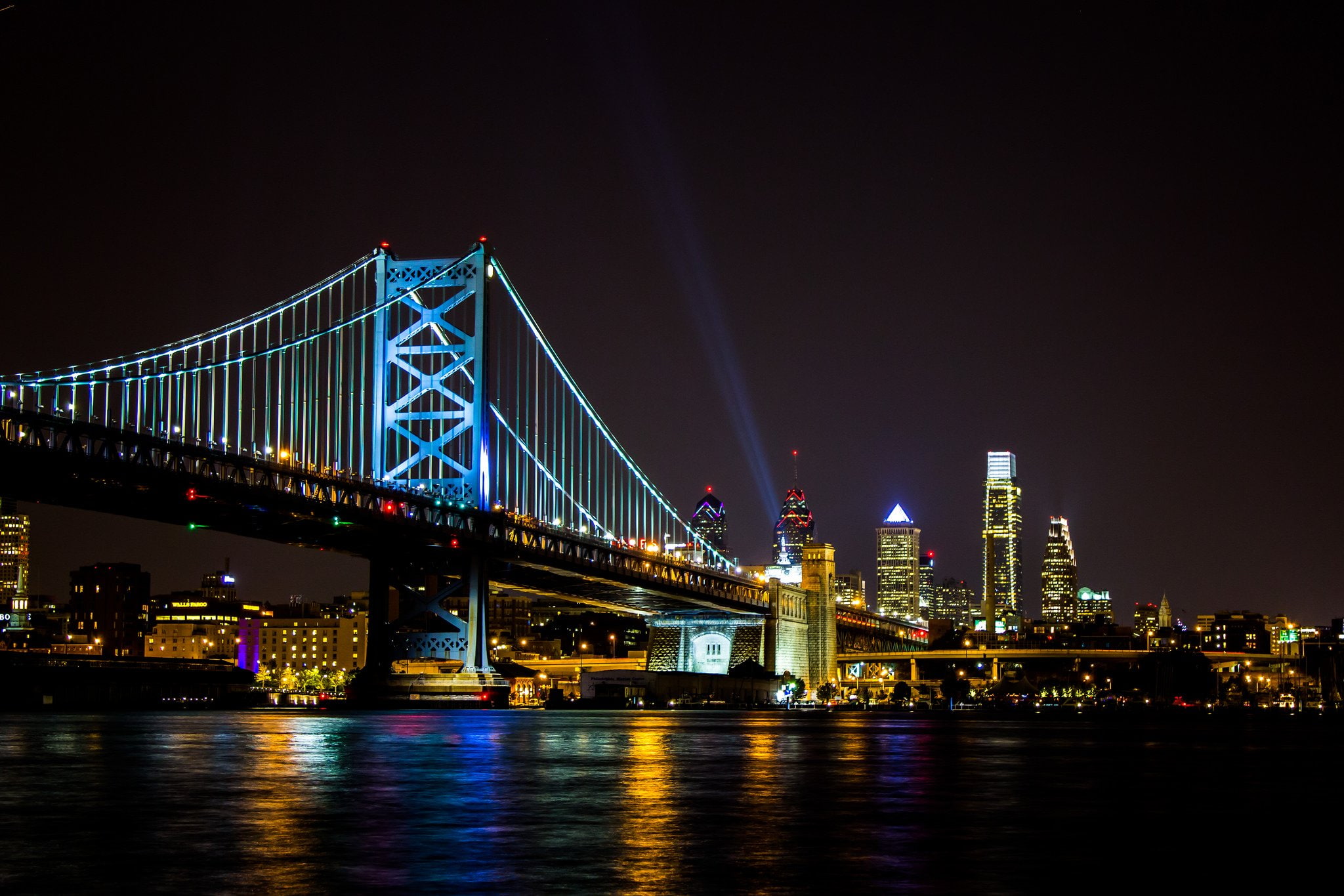 buildings, offices, philadelphia, cities, usa, night, keystone state, stores, texas, towers, bridges, pennsylvania, 1080P, storehouses, downtown, architecture, HD Wallpaper