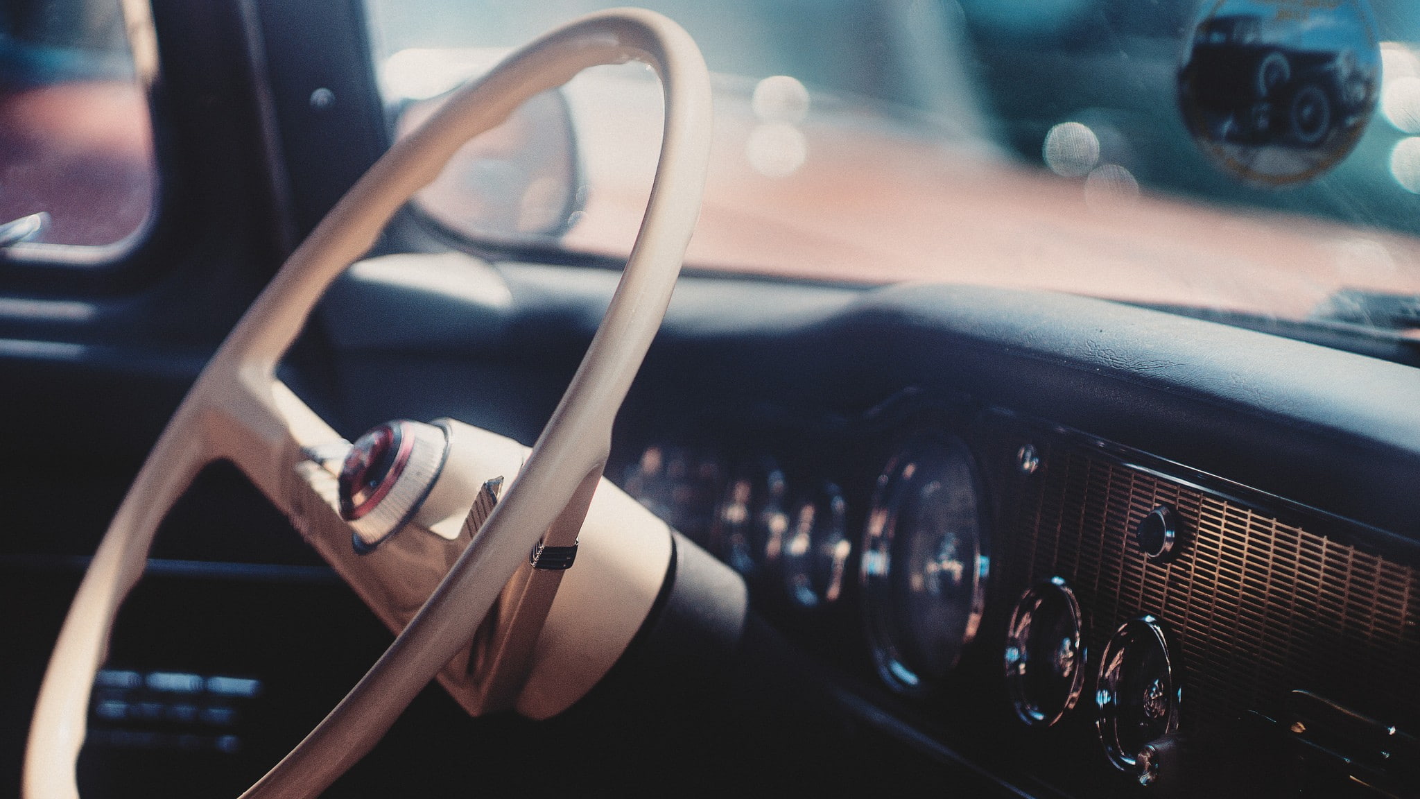 music, windshield, vehicle interior, one person, car interior, retro styled, 1080P, steering wheel, vintage, car, vintage car, close-up, indoors, mode of transportation, HD Wallpaper