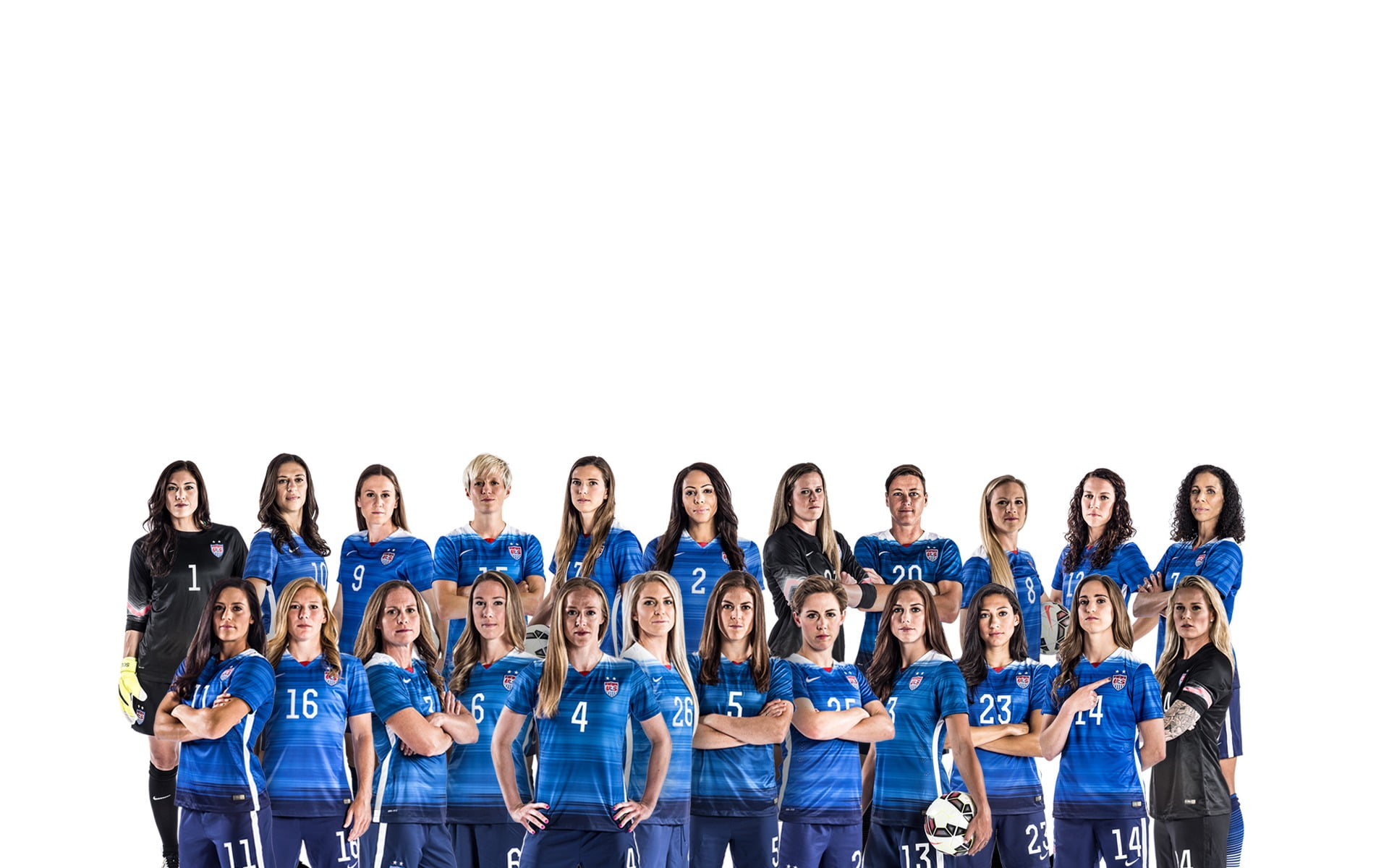 real people, white background, footballers, large group of people, copy space, simple background, US Womens National Team, women, indoors, young men, group of people, HD Wallpaper