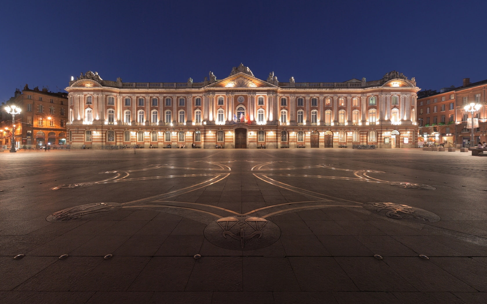 720P, toulouse, night, france, city, square, HD Wallpaper