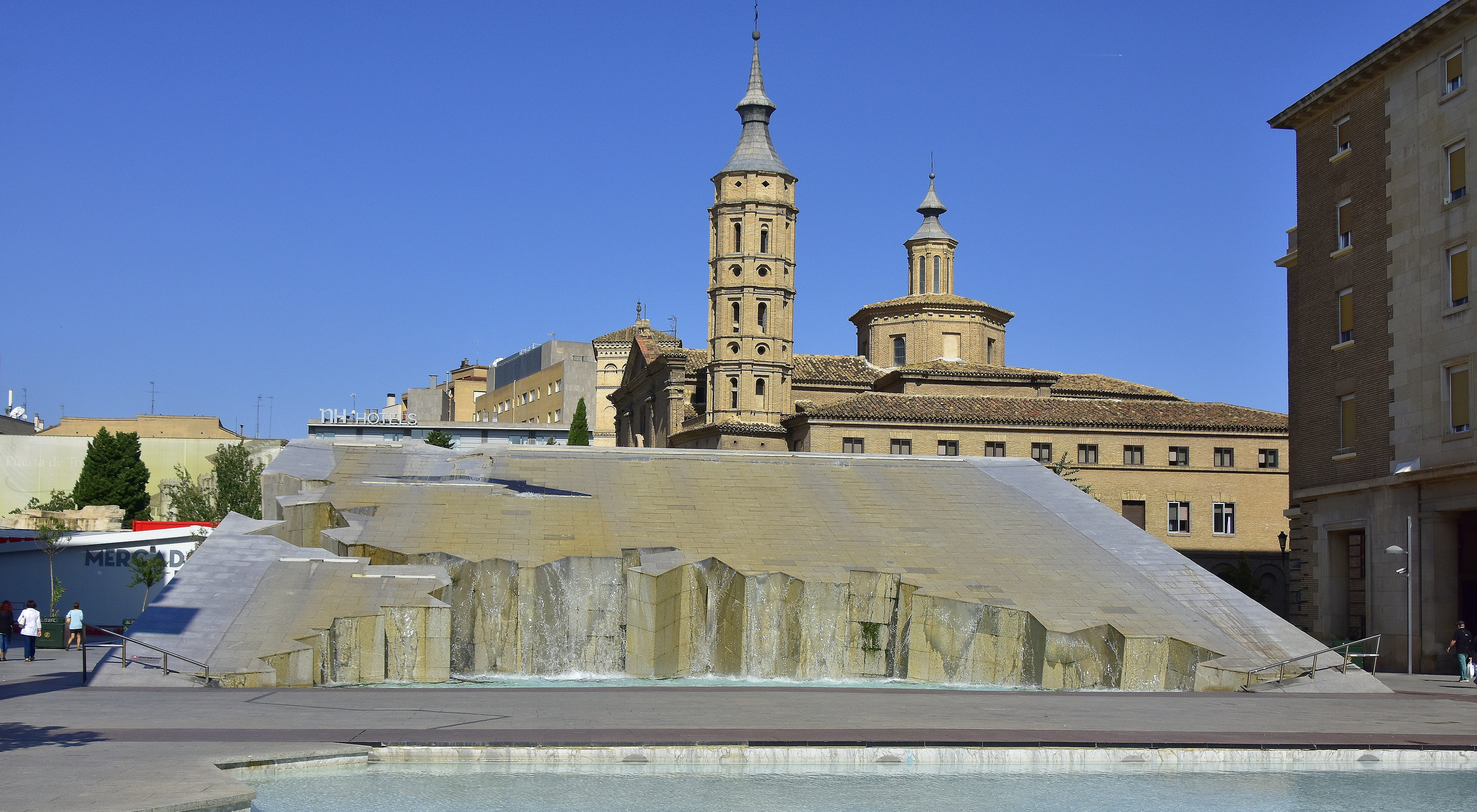 church, architecture, nature, history, building exterior, outdoors, historical, clear sky, monument, saragossa, city, no people, water, religion, place of worship, HD Wallpaper