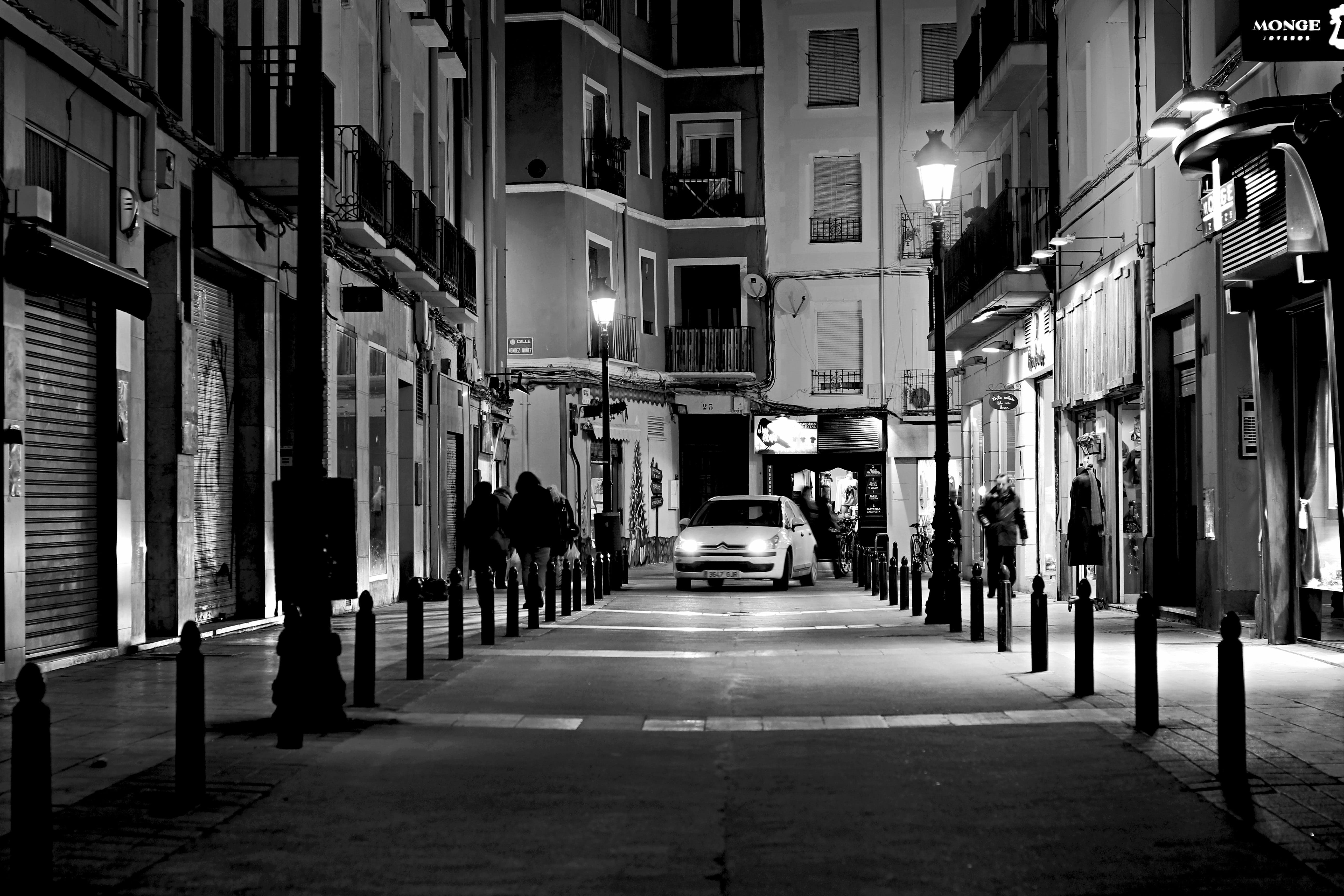 people, city, silence, car, lamppost, mode of transportation, night, street light, illuminated, brightness, lighting equipment, building exterior, buildings, HD Wallpaper