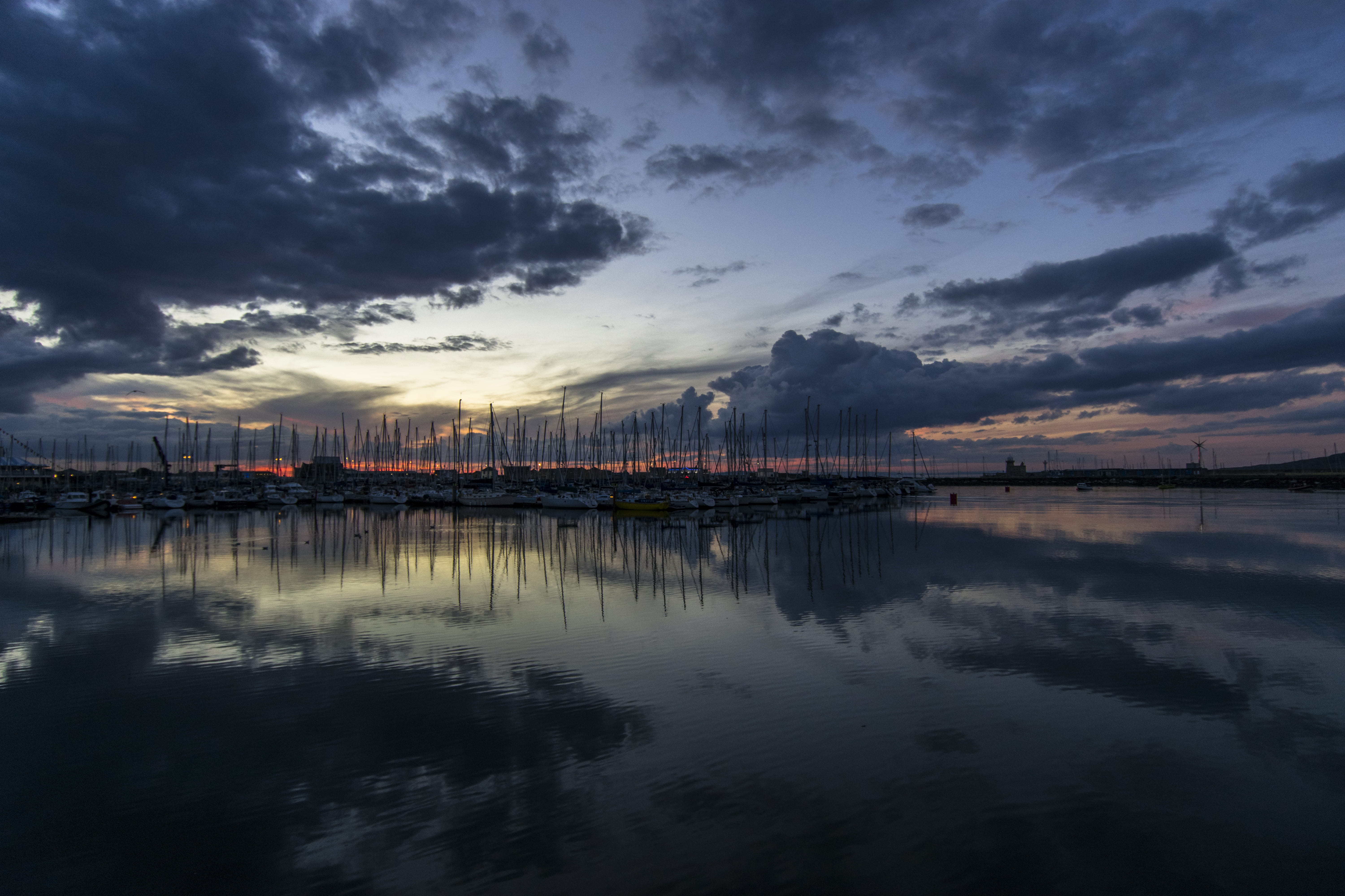 sea, water, reflection, tranquility, architecture, cloud - sky, dublin, beach, outdoors, no people, sky, howth, boat, built structure, scenics - nature, HD Wallpaper