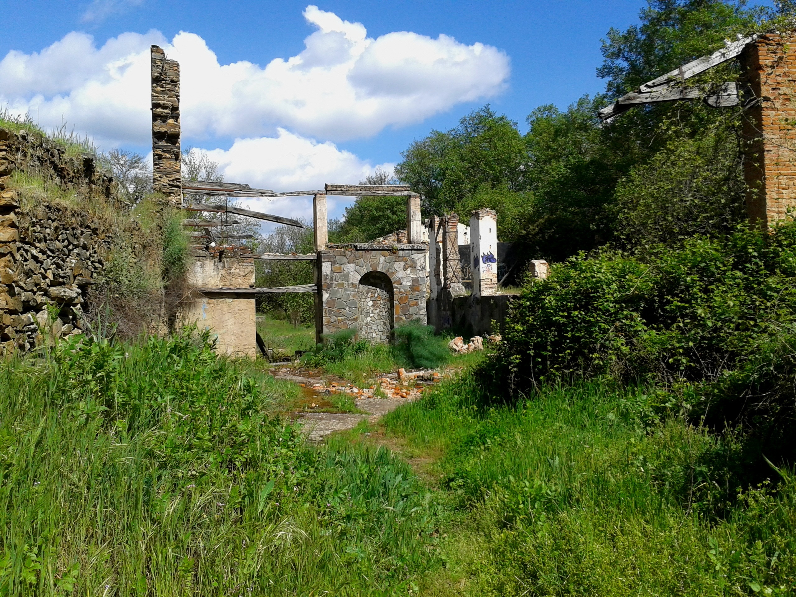 ruined, 2K, outdoors, land, growth, building exterior, plant, sky, day, stone house, architecture, nature, sunlight, ruins, green color, old house, built structure, HD Wallpaper