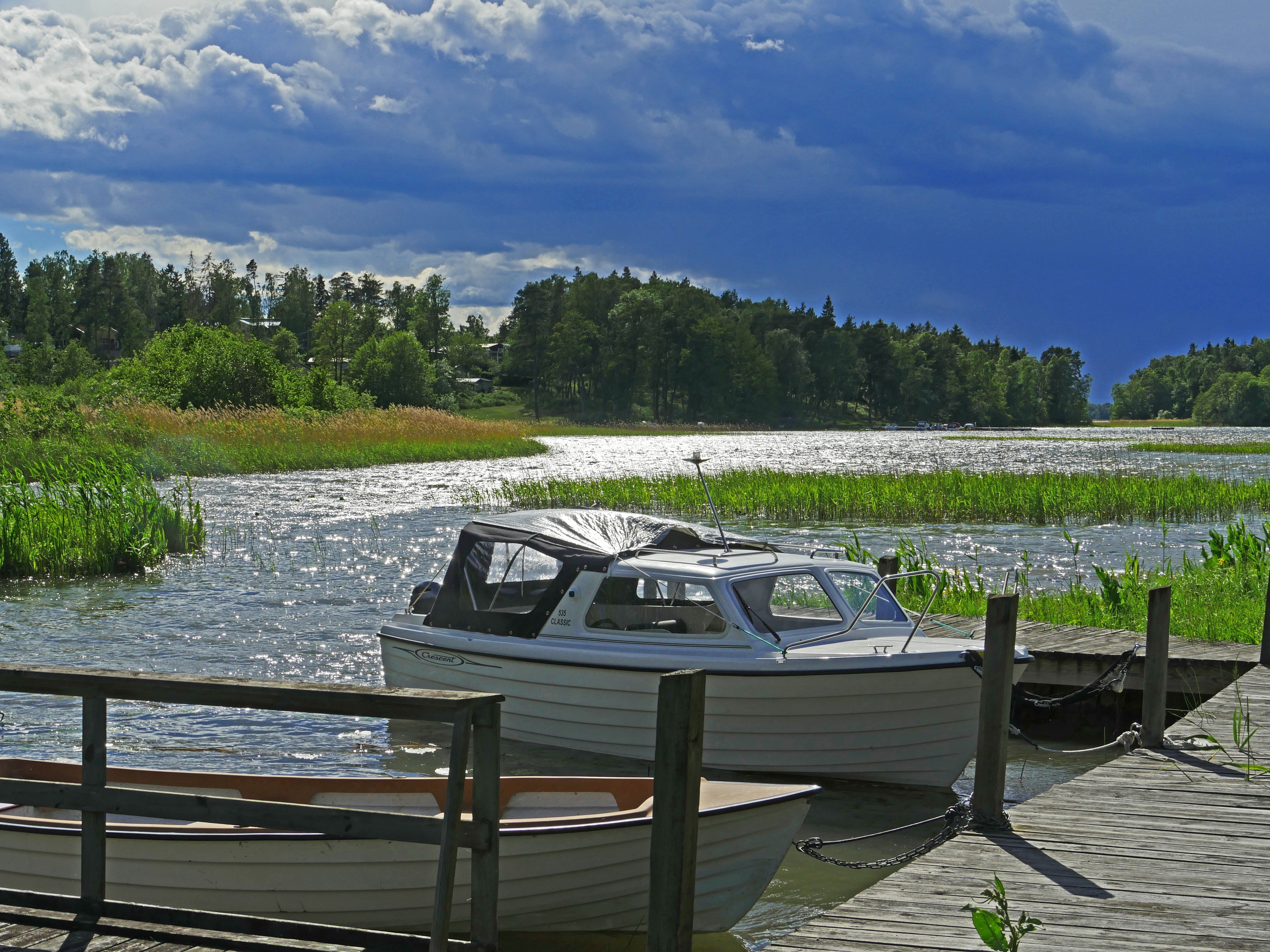 summer, water, chair, cloud - sky, seat, outdoors, changeable, sun, transportation, 5K, investors, shiver, the middle of sweden, tree, tranquil scene, HD Wallpaper